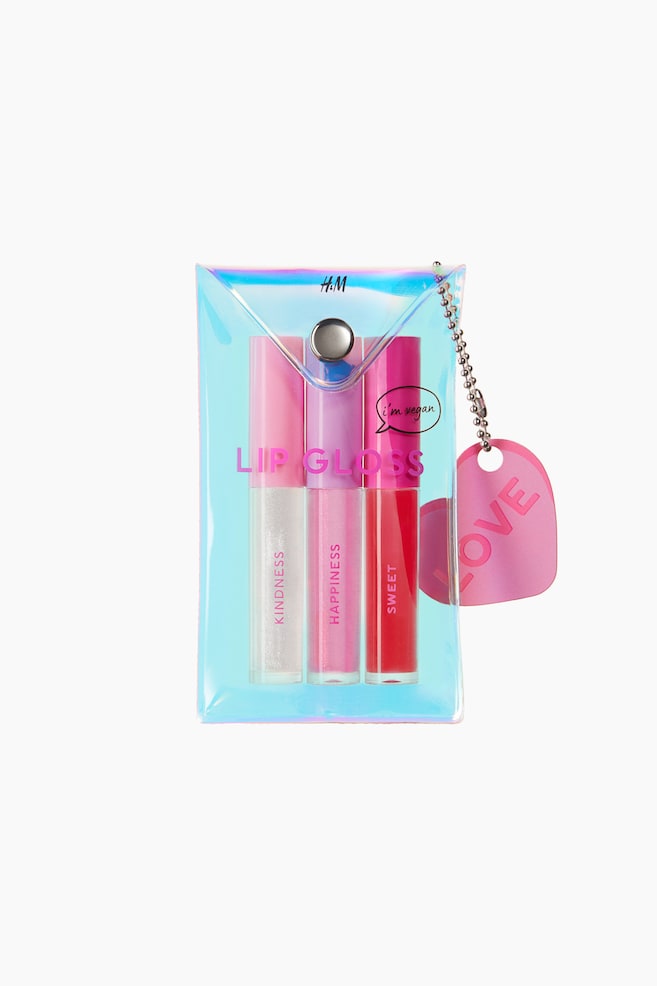 3-pack mini lip glosses - Red glitter/Hot pink glitter - 1