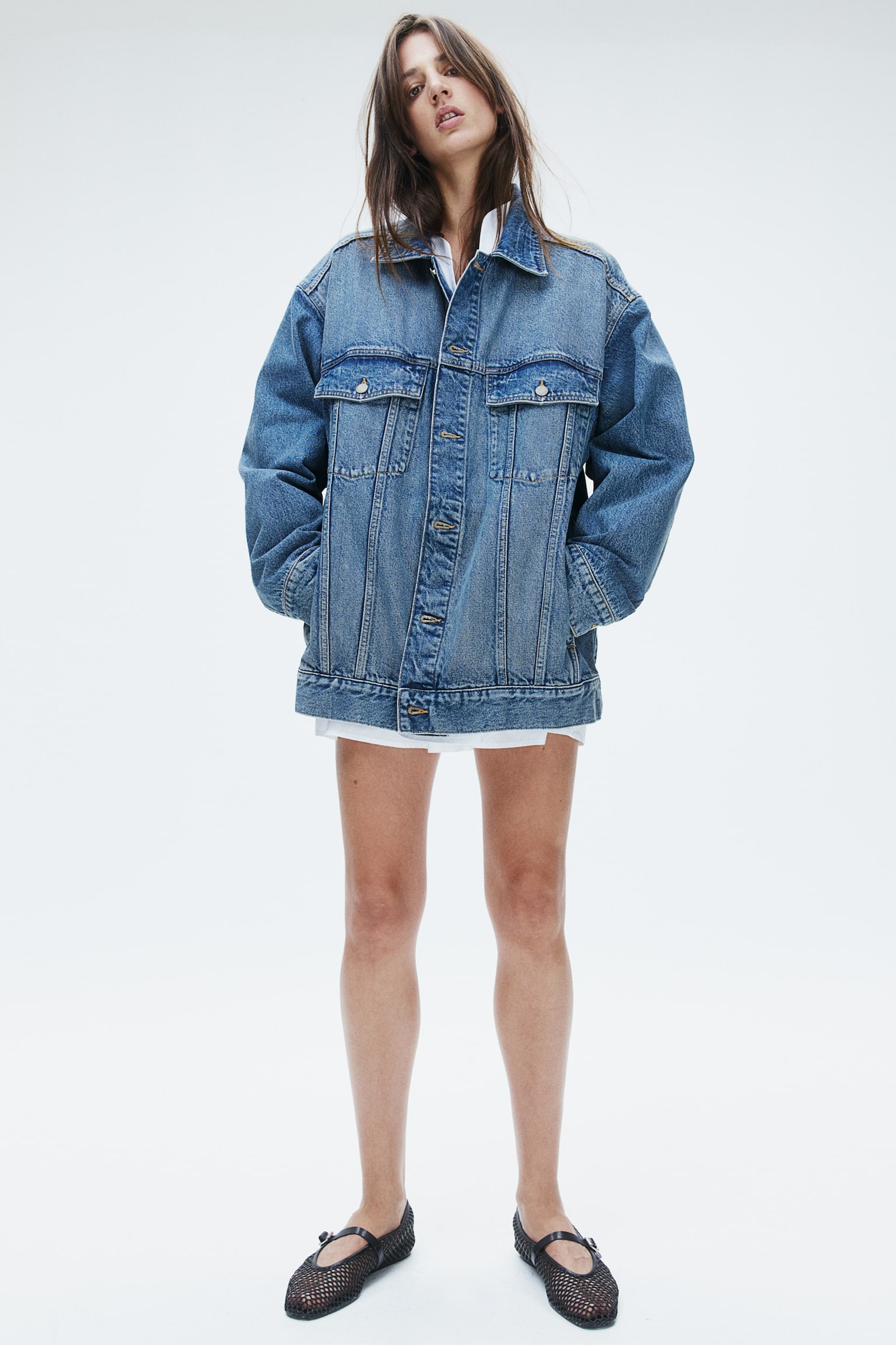 Oversized denim jacket - Denim blue/Dark denim blue/Light denim blue - 6