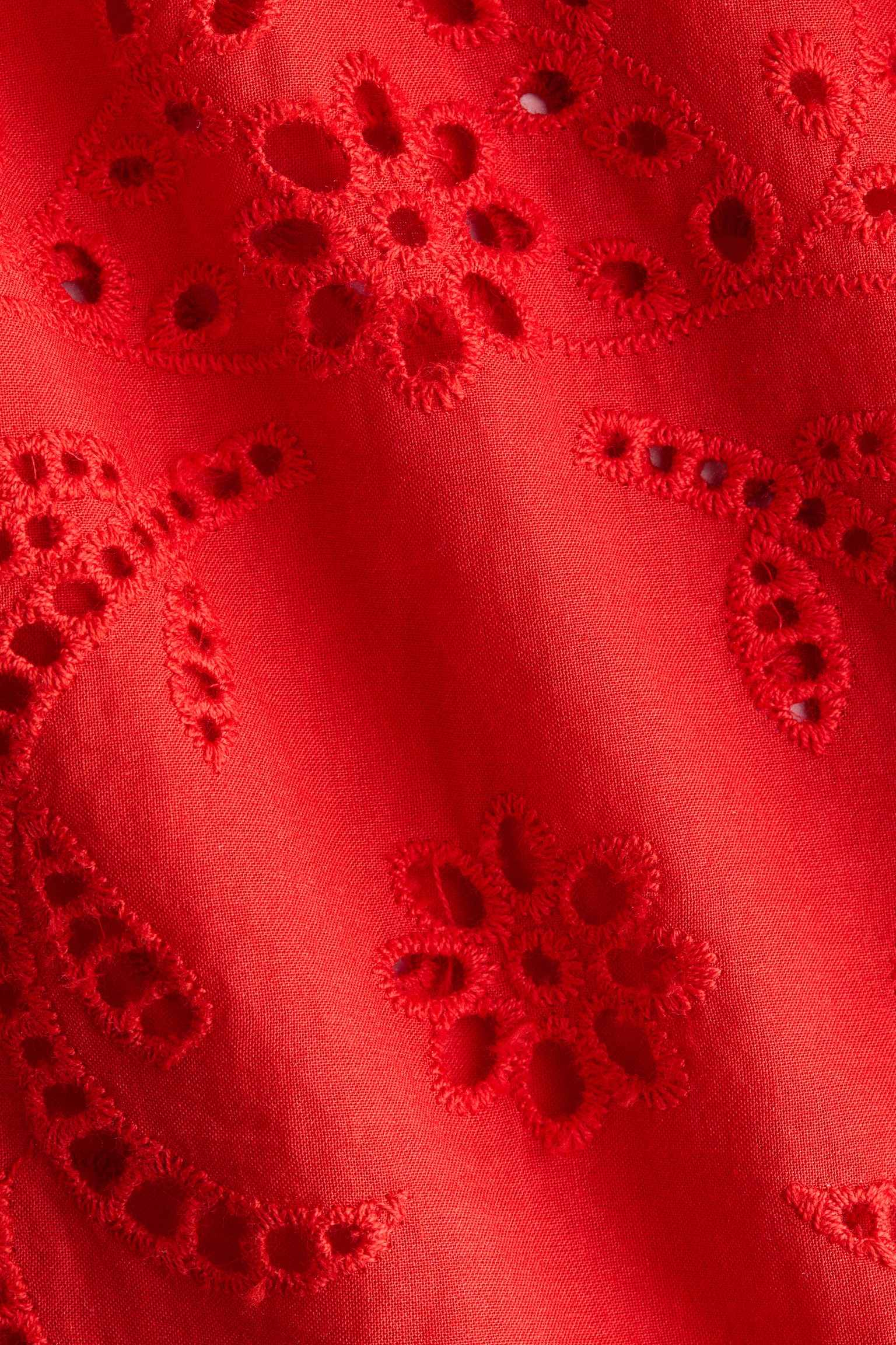 Женская юбка H&M Eyelet-Embroidered Cotton, цвет: Яркий красный — фото 5