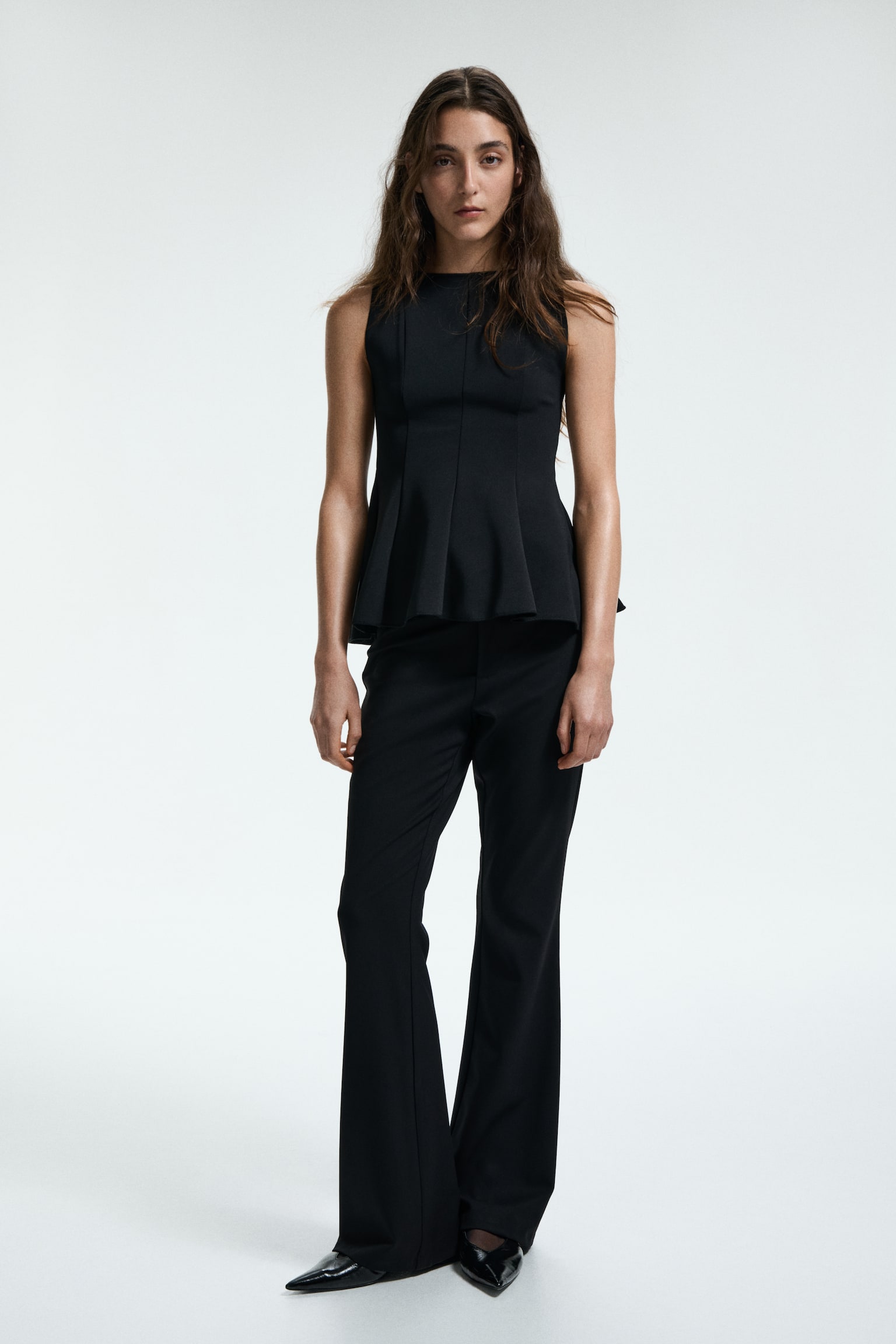 Sleeveless peplum top - Black/Red/White - 3