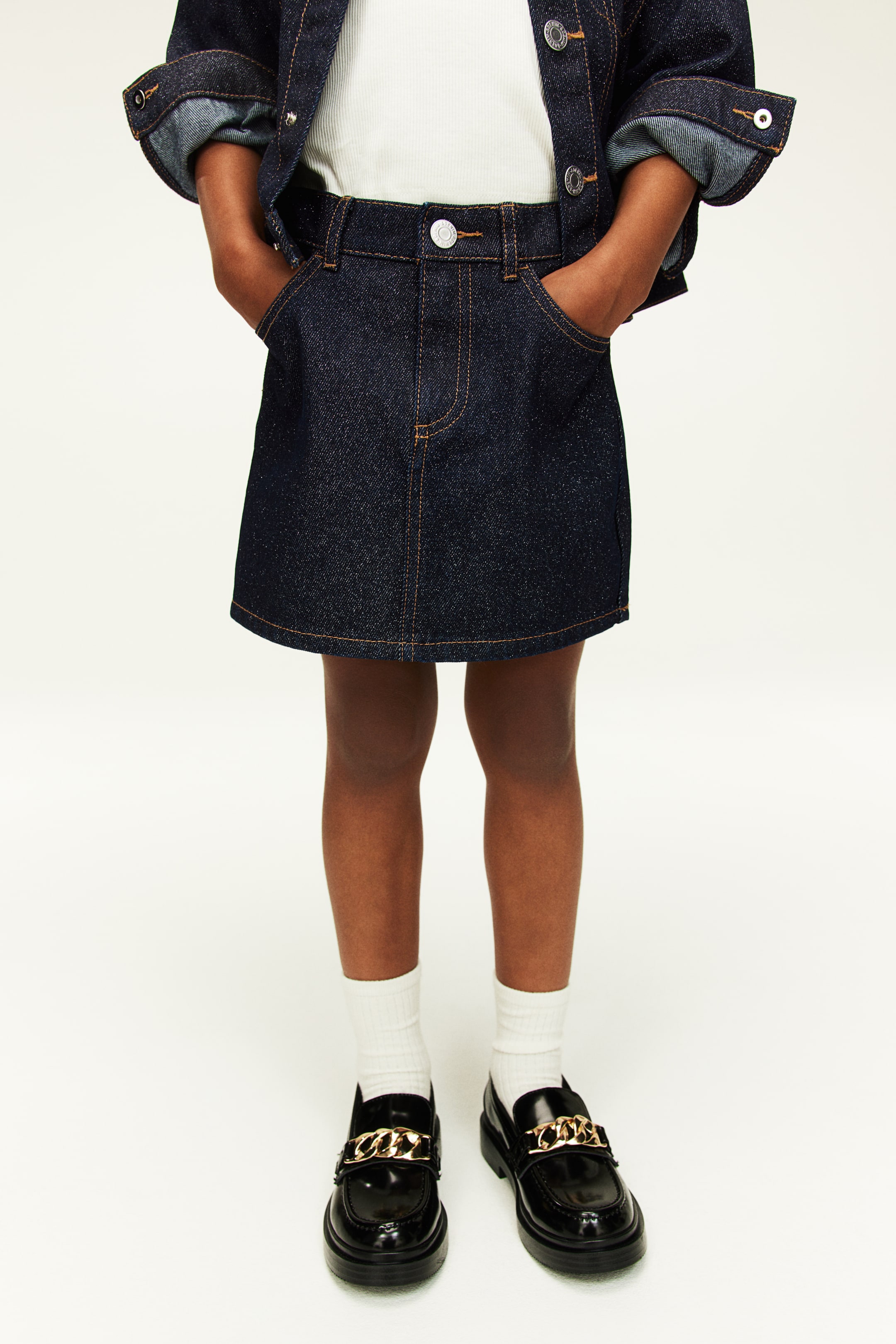 Shimmering denim skirt - Dark denim blue - Kids | H&M GB 2