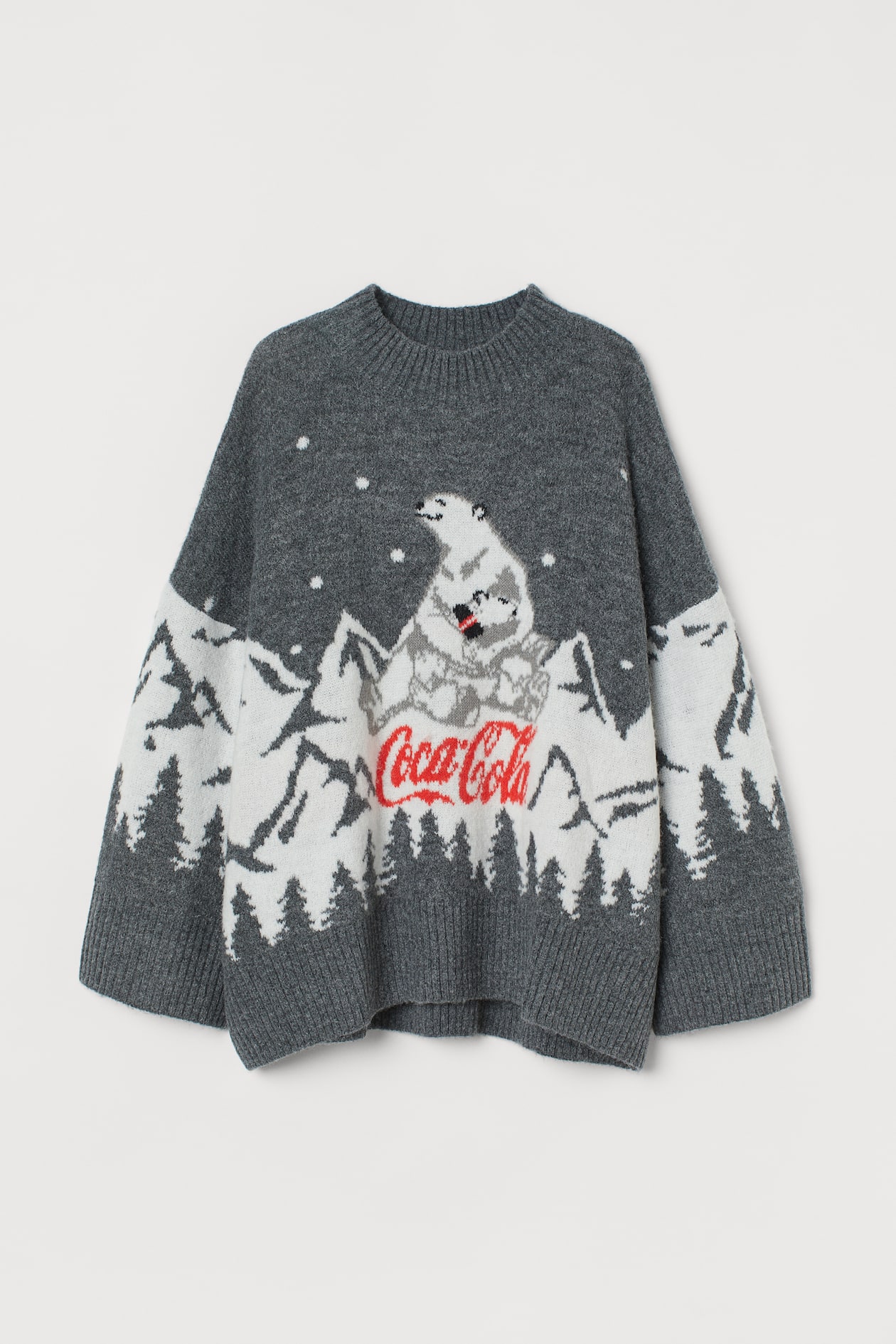 Jacquard-knit jumper Dark grey marl/Coca-Cola Ladies H&M GB