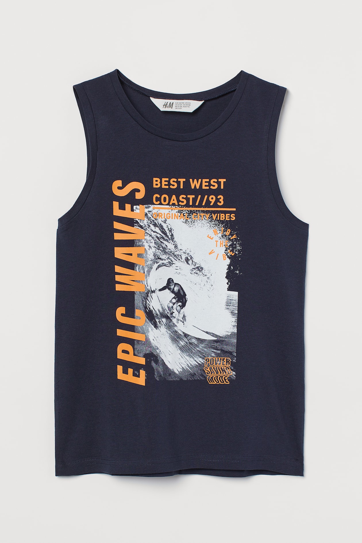 Cotton Tank Top - Round Neck - Sleeveless - Dark blue/Epic Waves - Kids ...