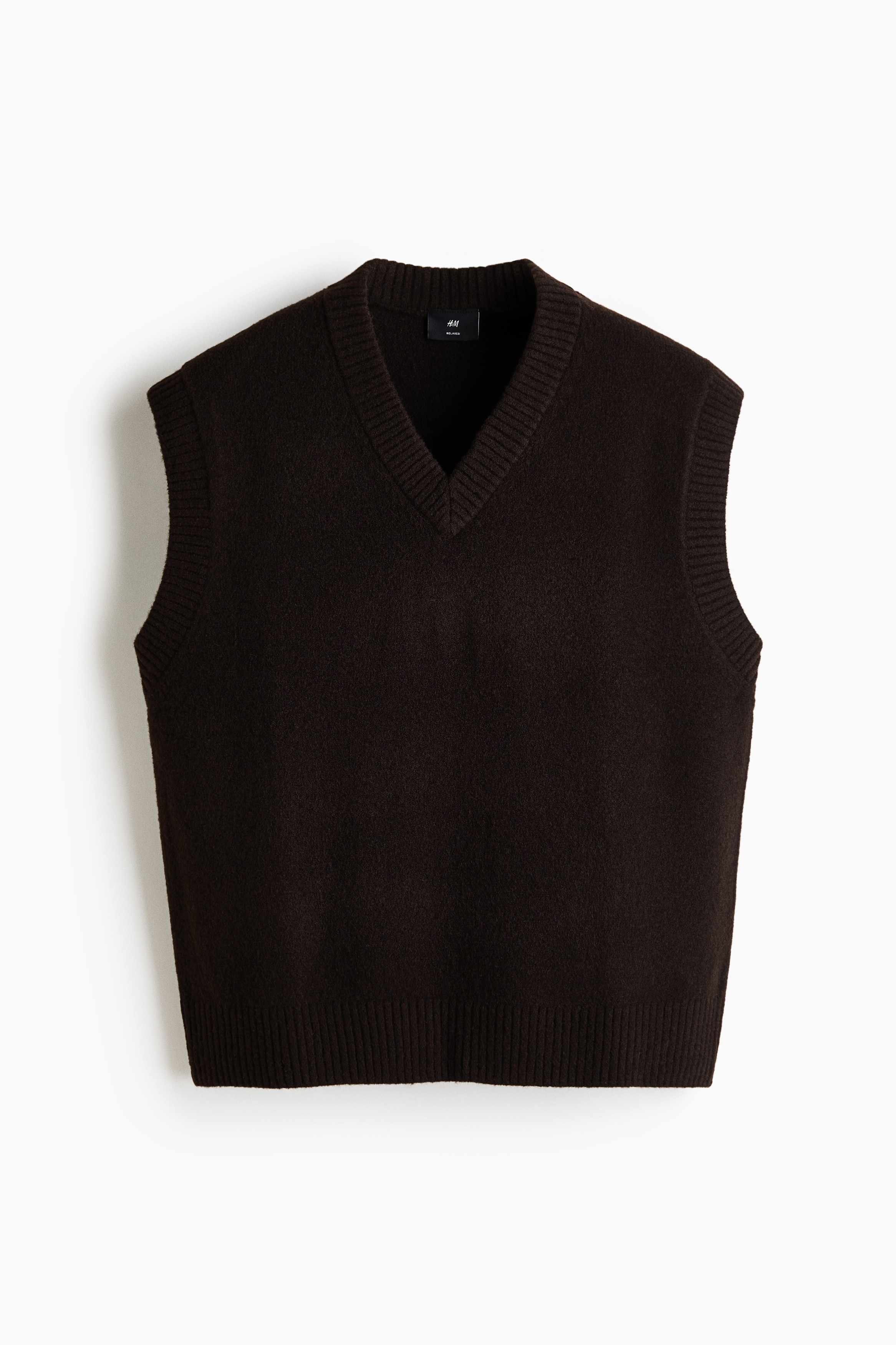 Suéter sin mangas Relaxed Fit - Marrón oscuro/Negro/Beige claro jaspeado