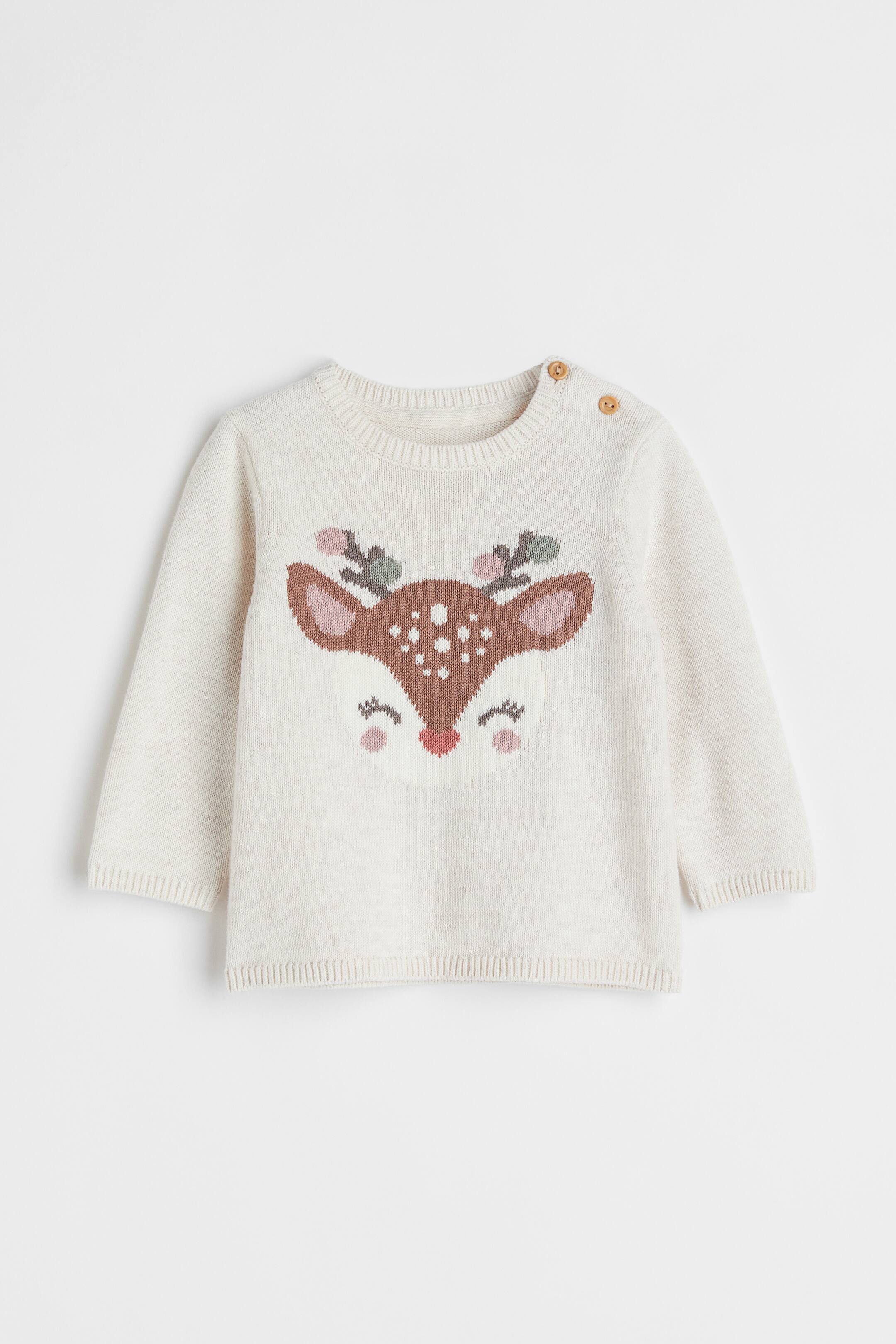 View larger image: Knitted jumper - Light beige/Deer - Kids | H&M 1