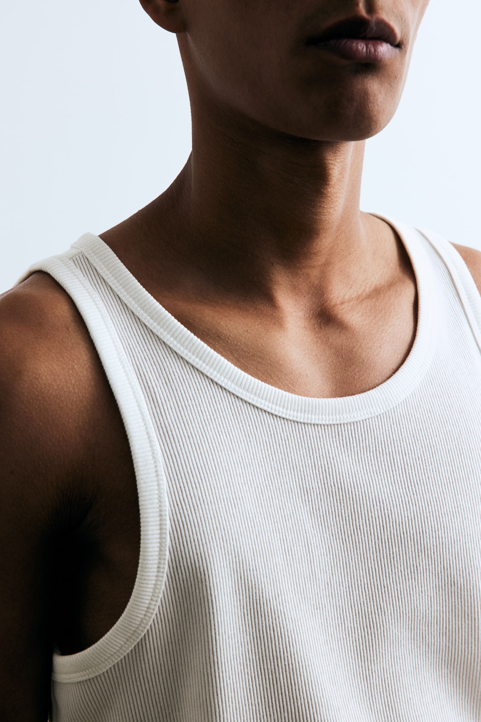 Slim Fit Ribbed vest top - White - 4