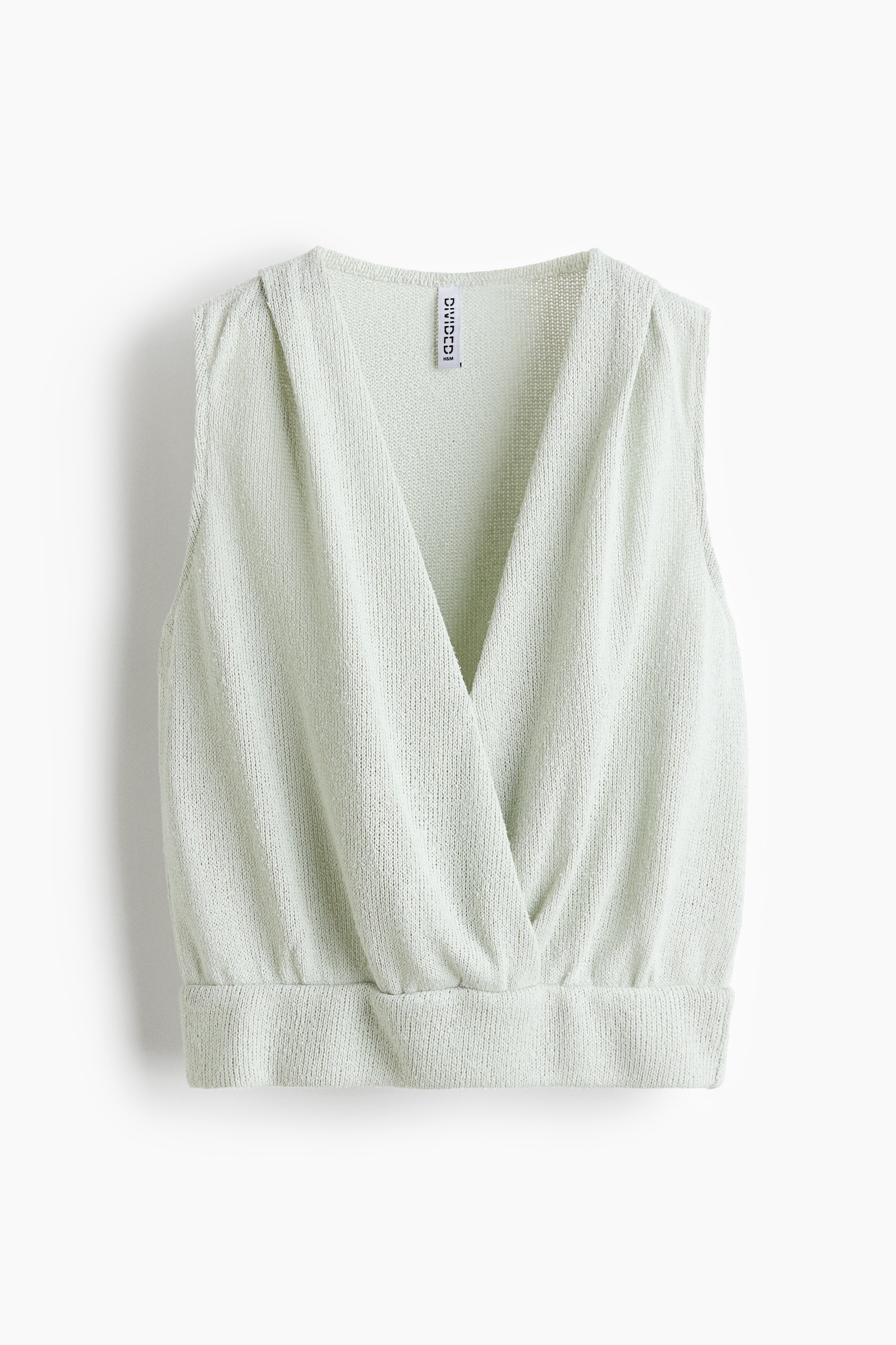 Knit Wrap Top - Light dusty green/Cream/Beige/Dark purple