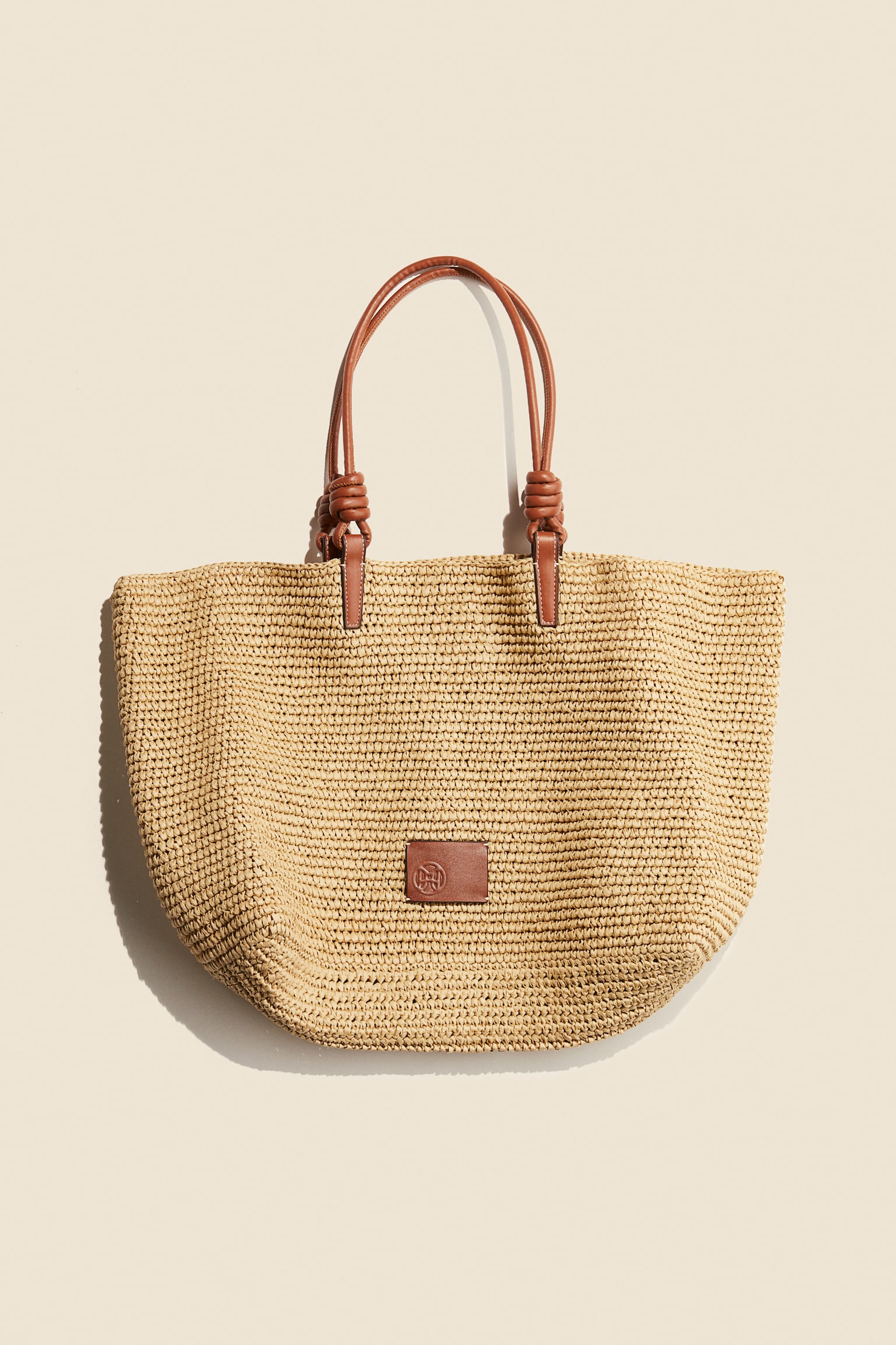 Straw Shopper - Beige/Brown - 2