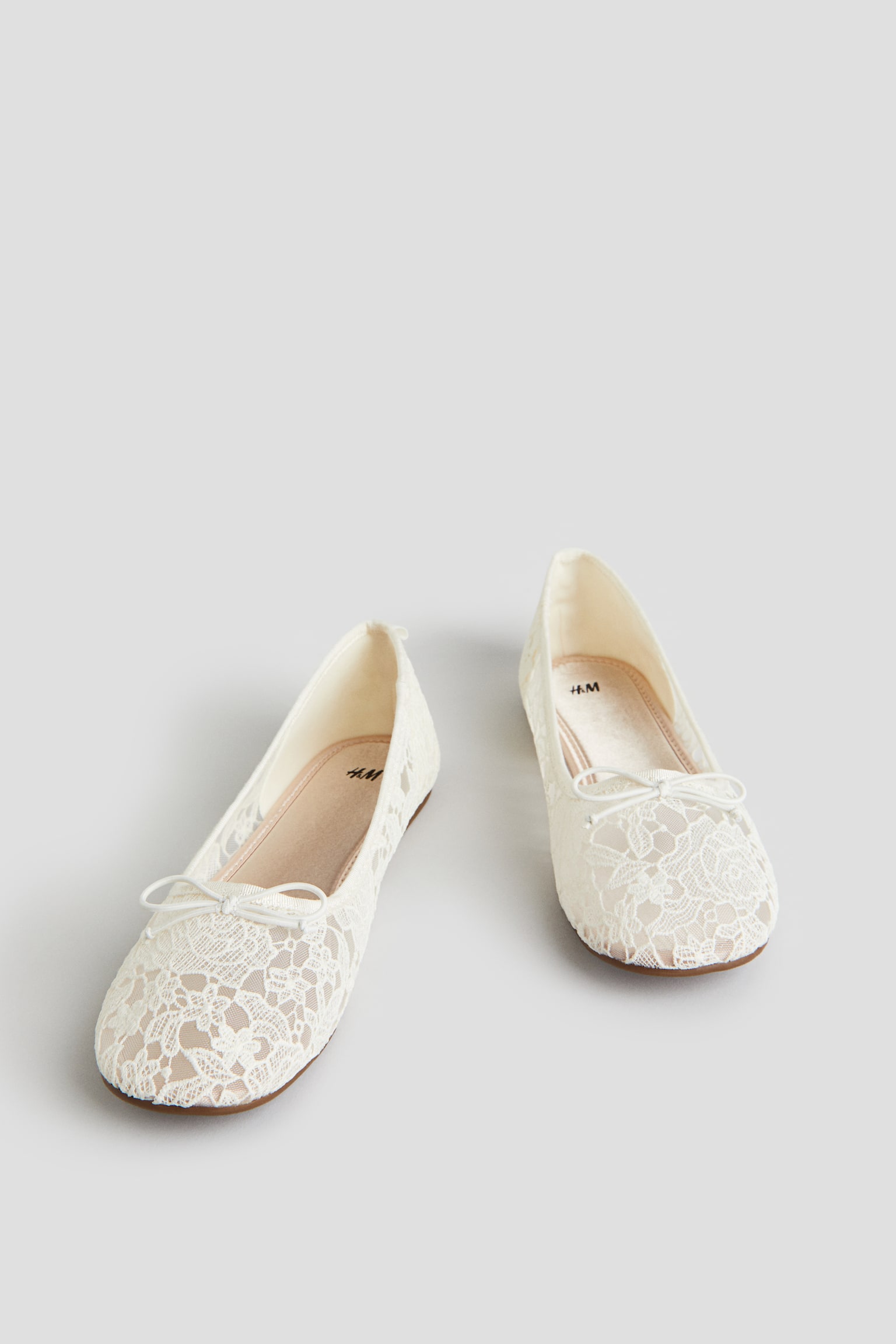 Ballet Flats - White/Light greige/Rhinestones - 4