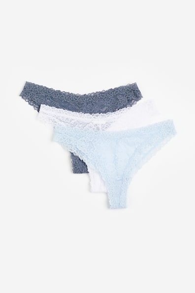 3 Pack Lace Brazilian Briefs Dark Blue White Light Blue Ladies Handm Gb