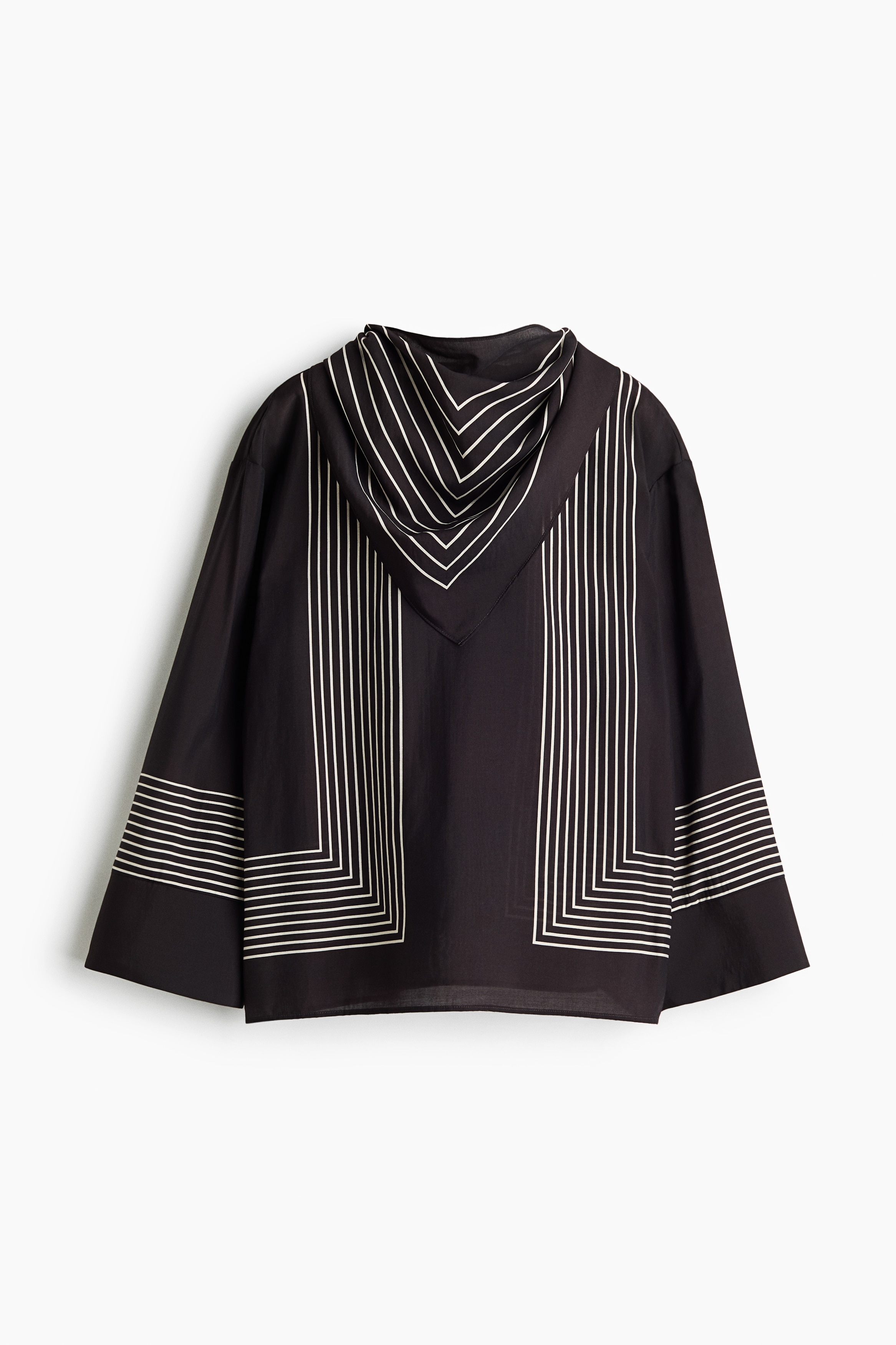 Fular Detaylı Bluz - Koyu kahverengi/Çizgili