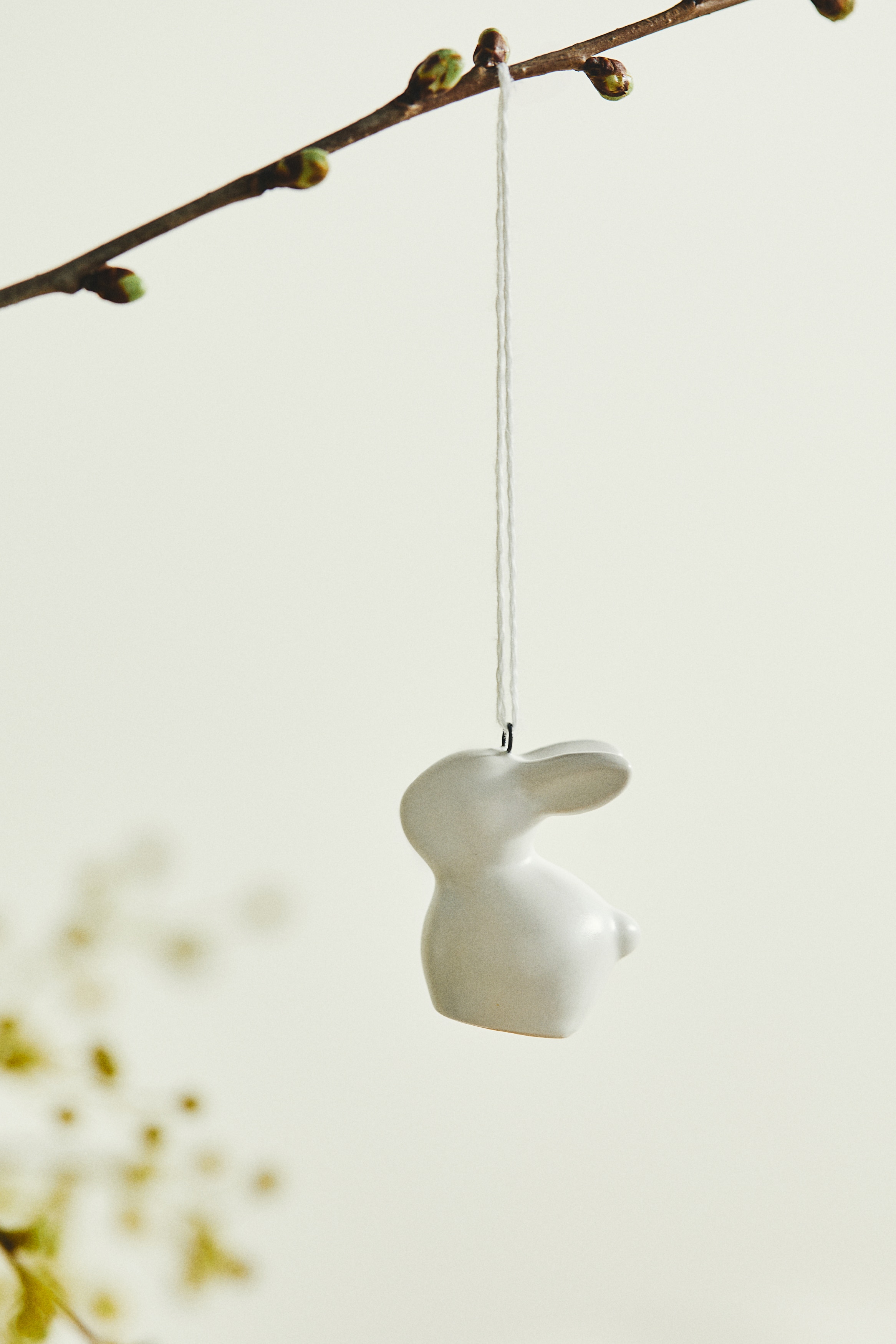 Kameninový velikonoční zajíček 2 kusy - Bílá/Žlutá