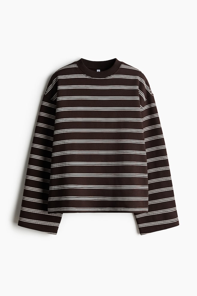 Oversized Sweatshirt - Dunkelbraun/Gestreift/Dunkelblau/Gestreift - 1