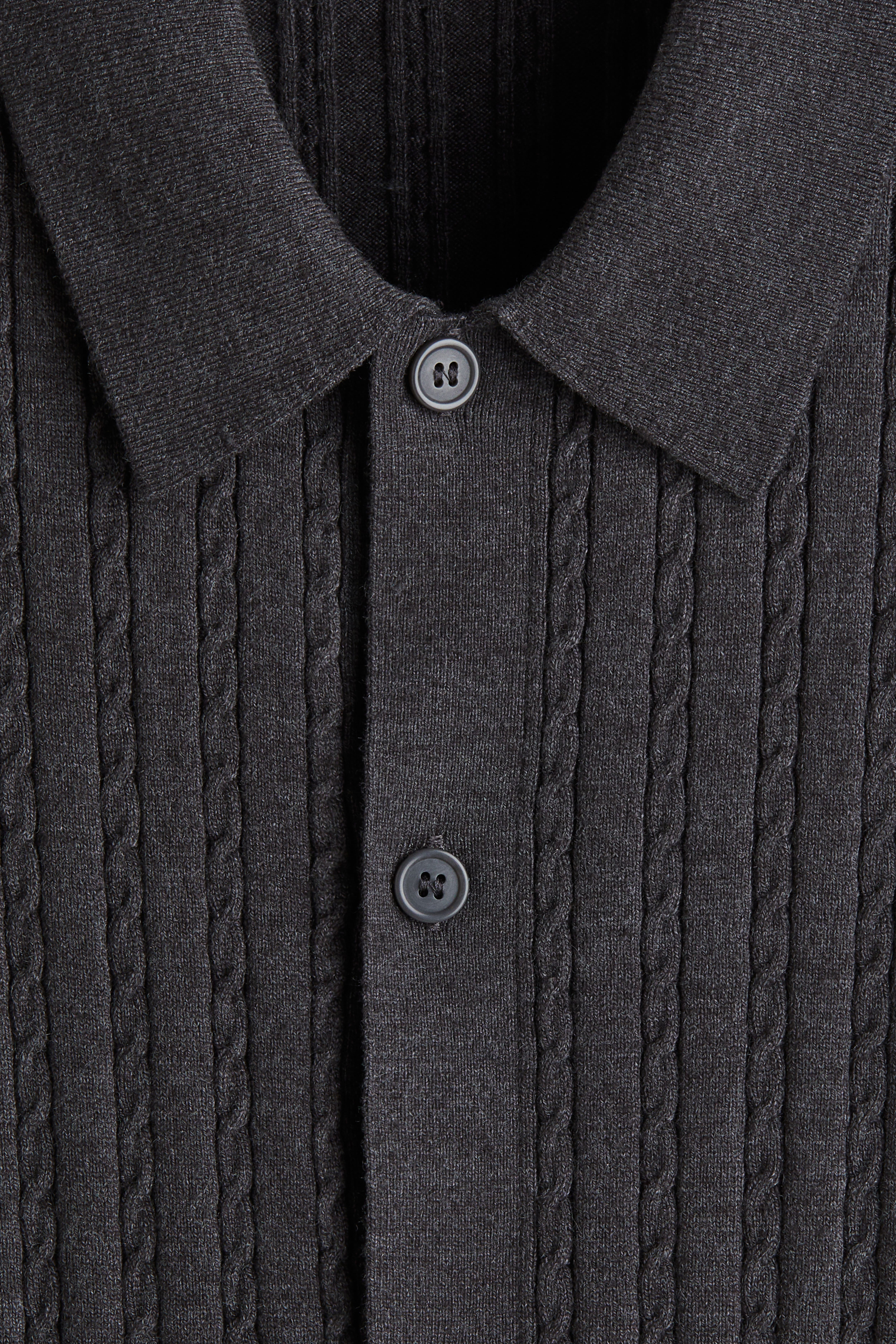 Regular-Fit Cable-Knit Short-Sleeved Shirt