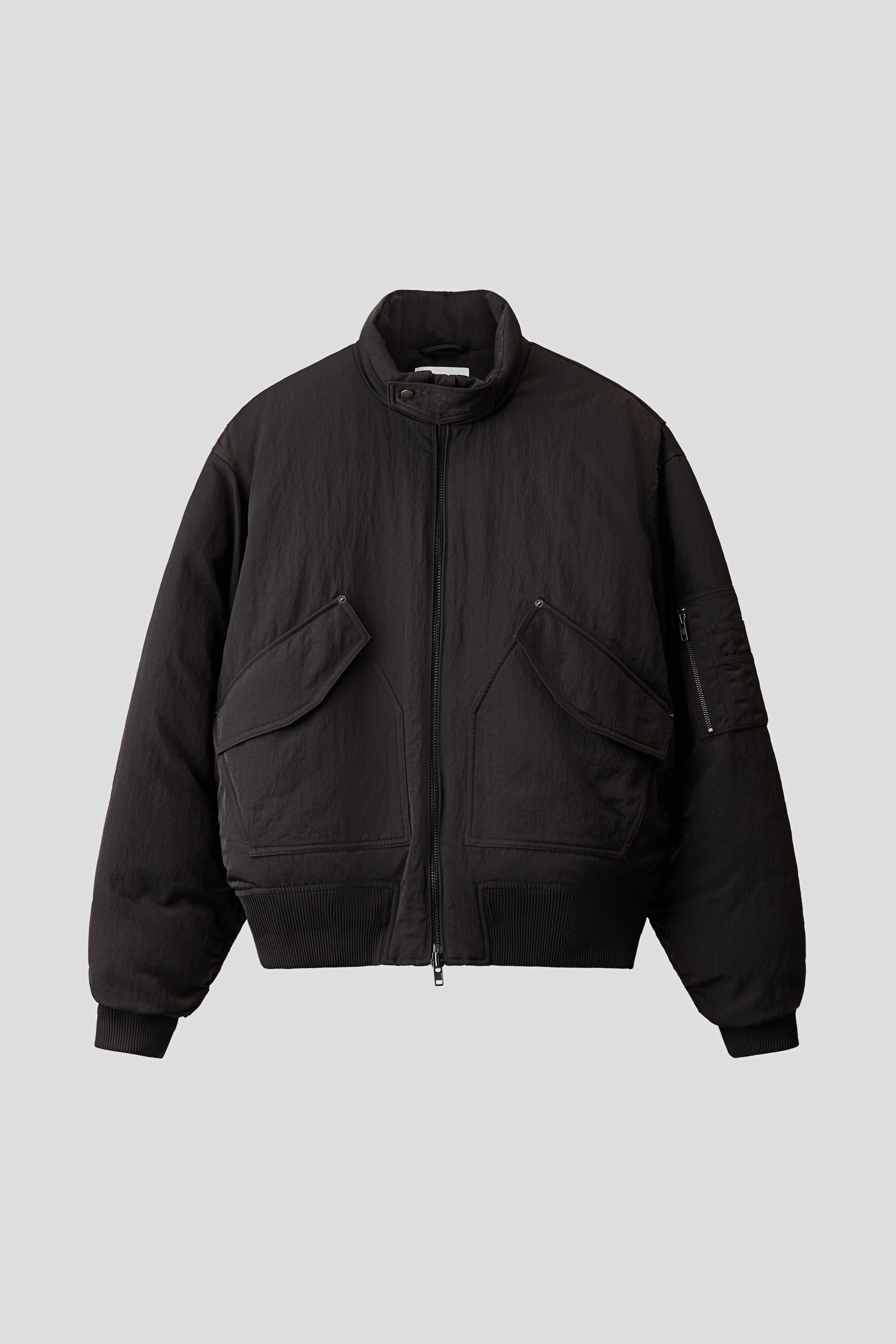 Padded Bomber Jacket - Dark brown