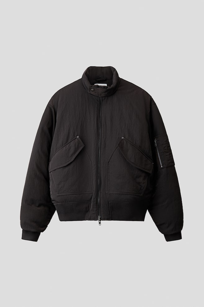 Padded Bomber Jacket - Dark brown - 1