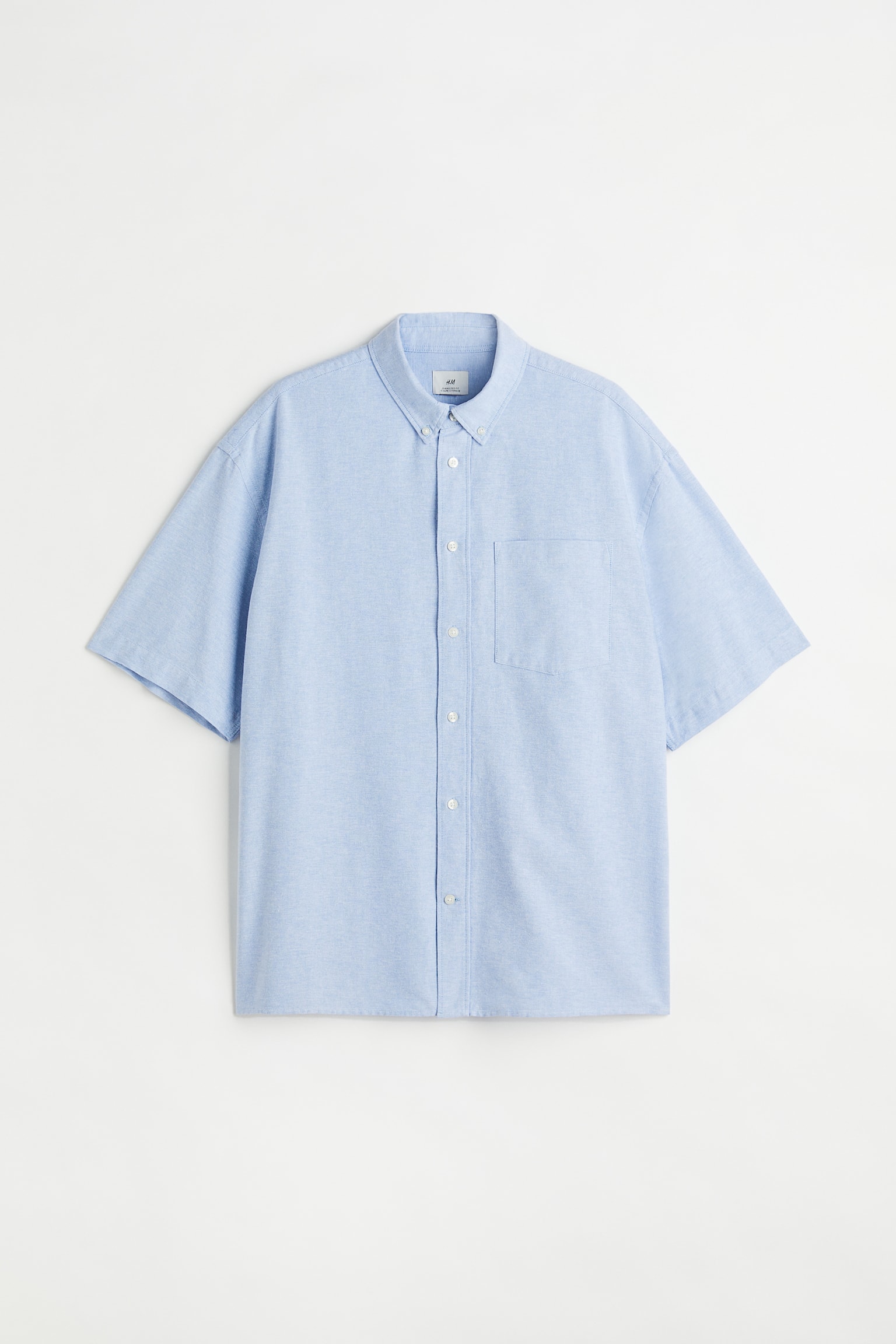 Oversized Fit Short Sleeve Oxford Shirt - Light blue/Pistachio green/Dark orange - 1