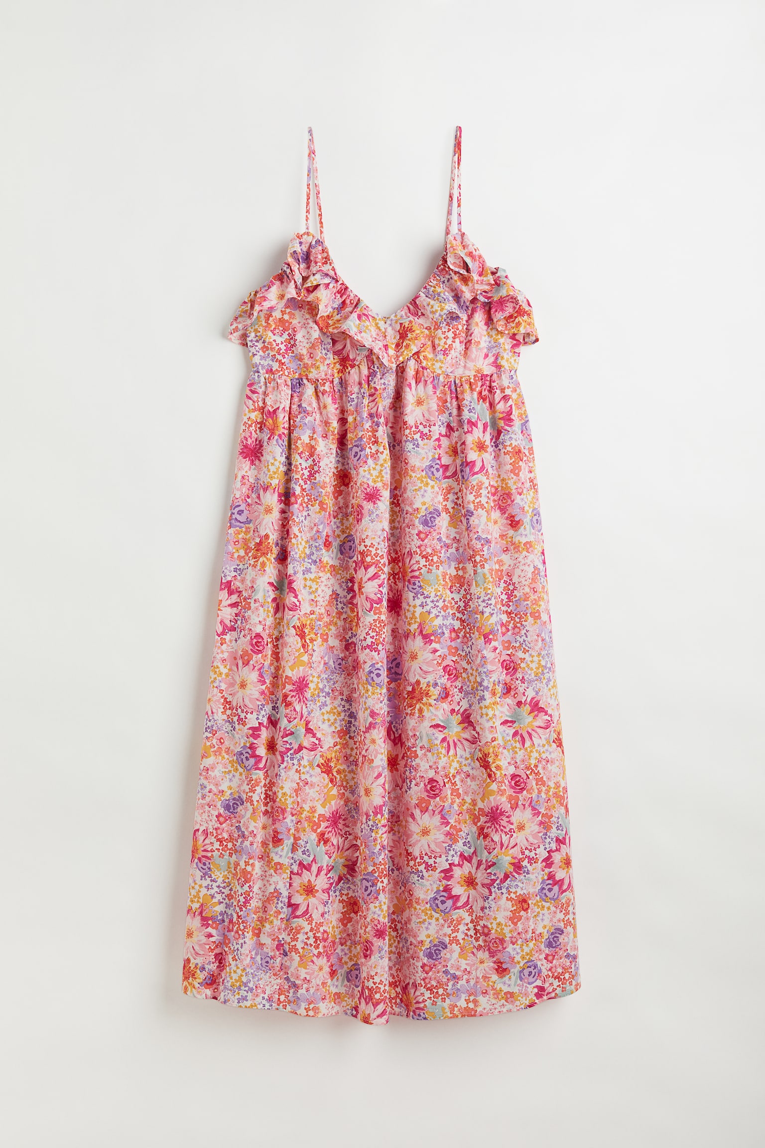 H&M+ Flounce Trim Dress - Pink/Floral - 1