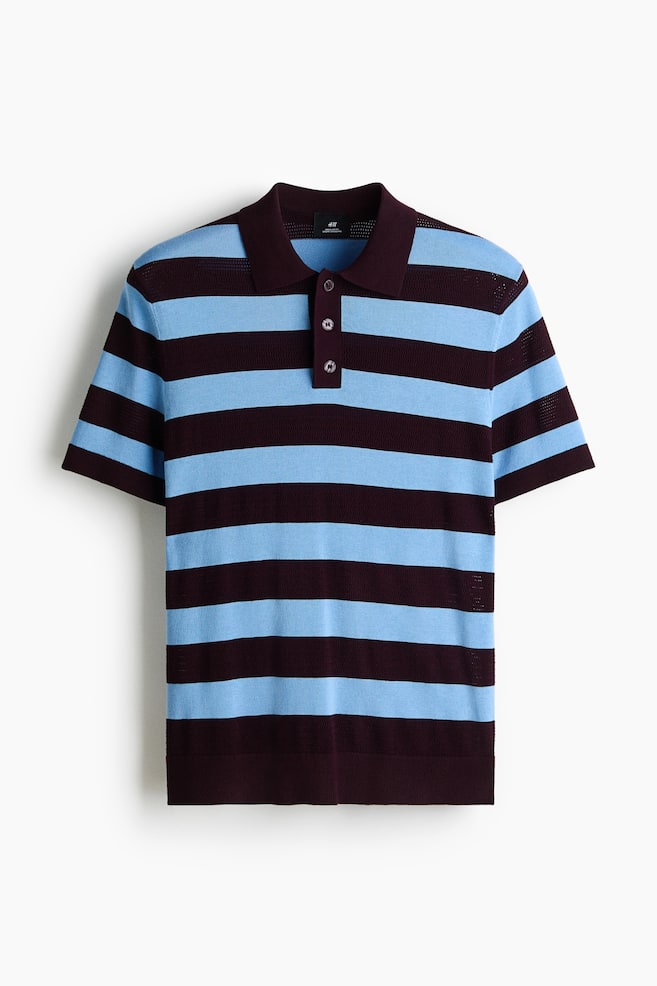 Polo classique en tricot - Bourgogne/rayé/Beige clair/rayé - 1