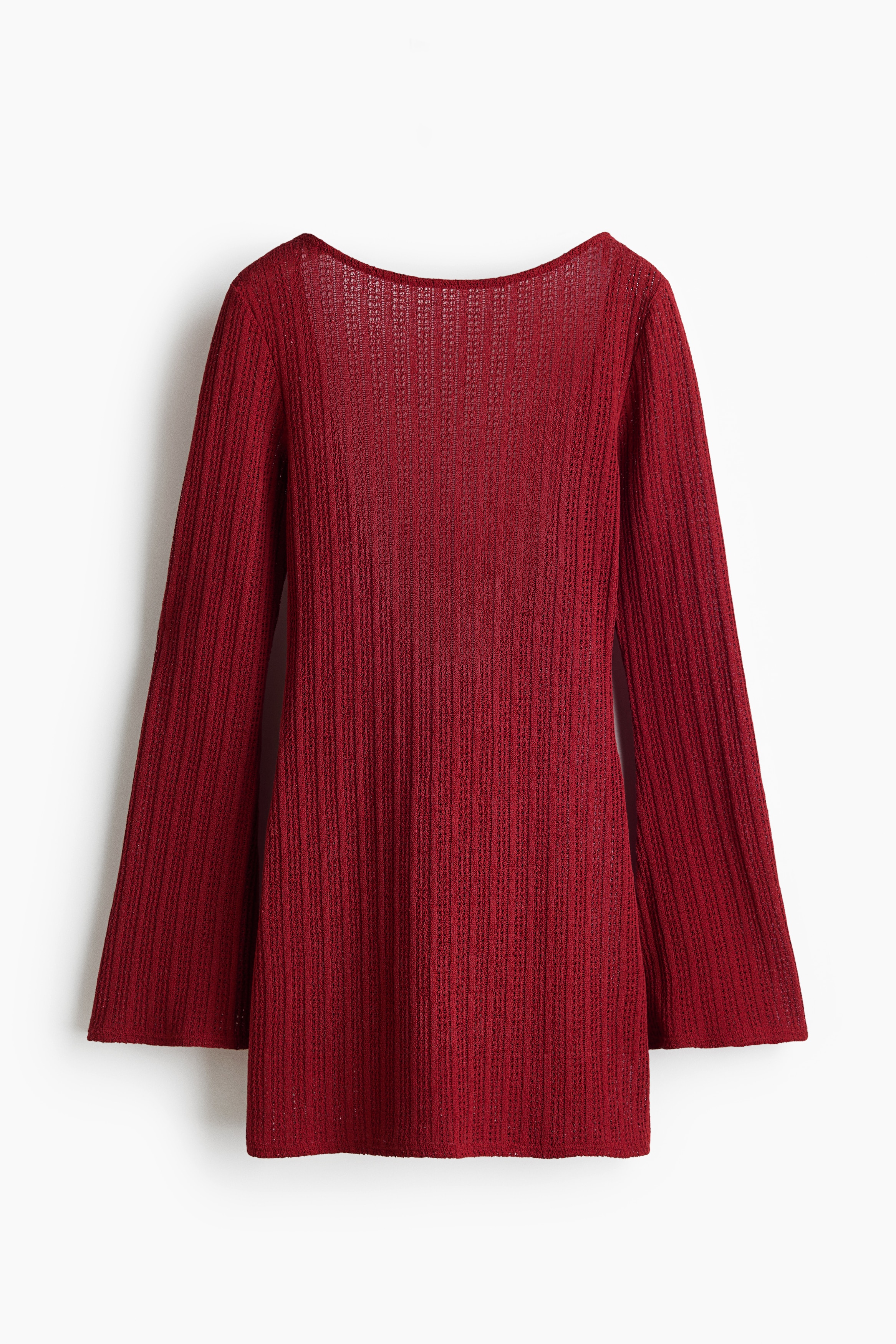 Boat-neck beach dress - Dark red/White