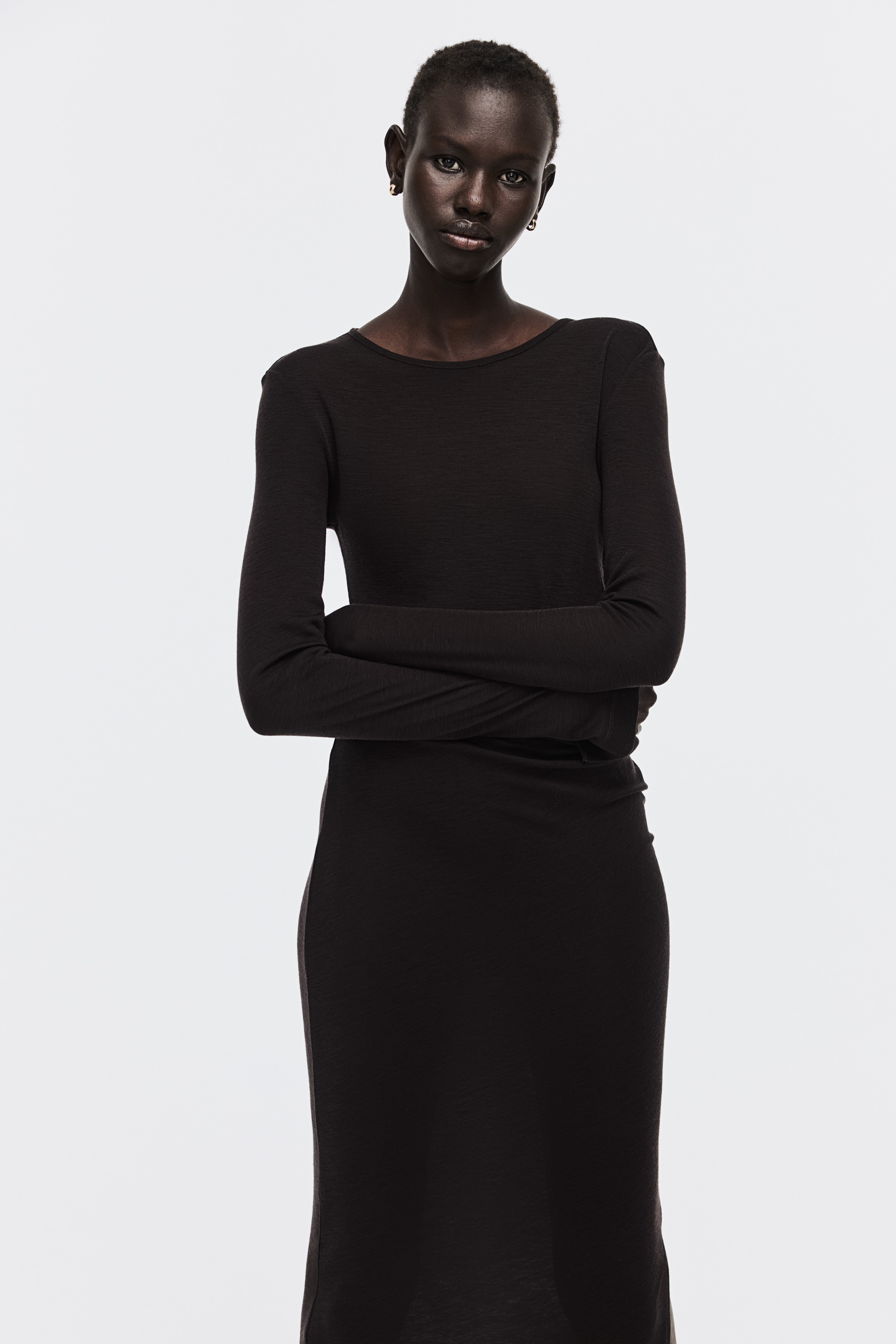 Robe Noire Moulante H&M - Taille M - Col Coureur - Neuve Avec Étiquette