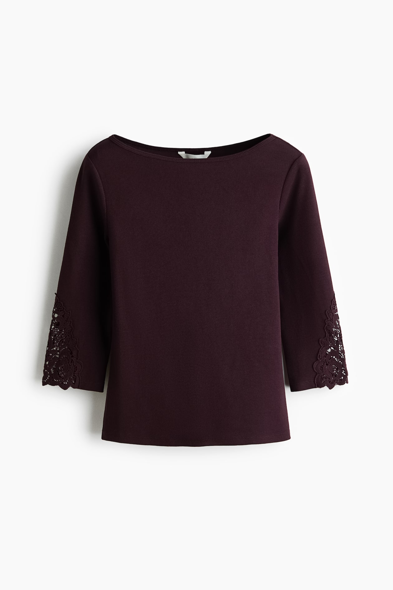 Boat-Neck Top with Lace Insets