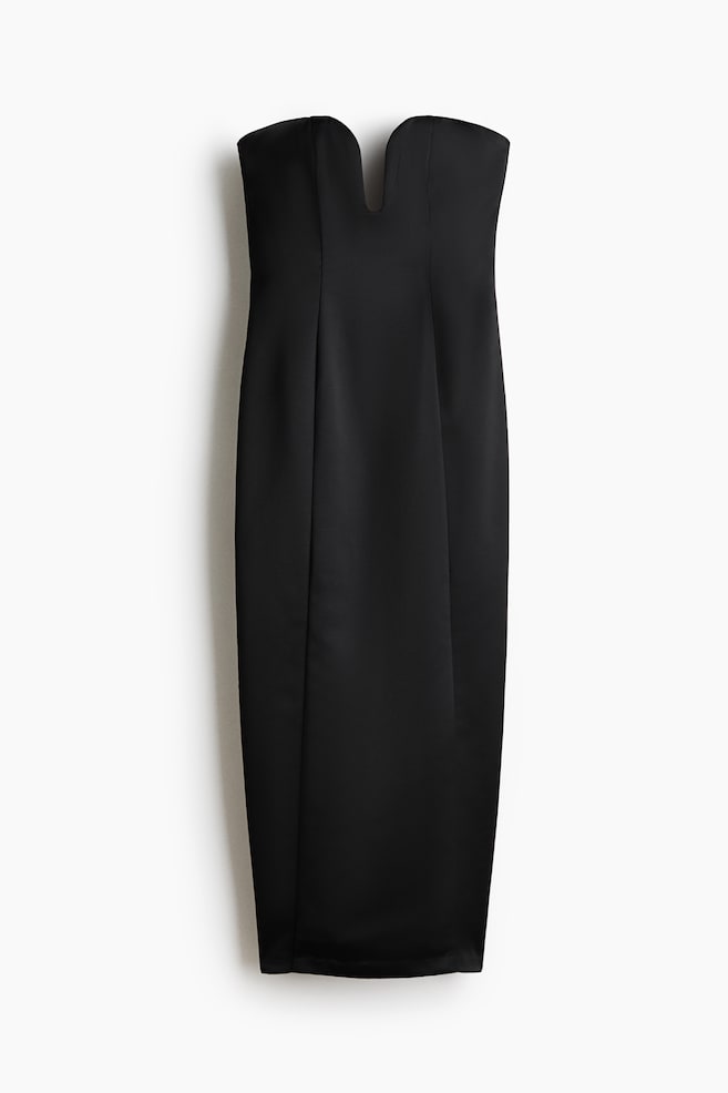 Fitted bandeau dress - Black - 1