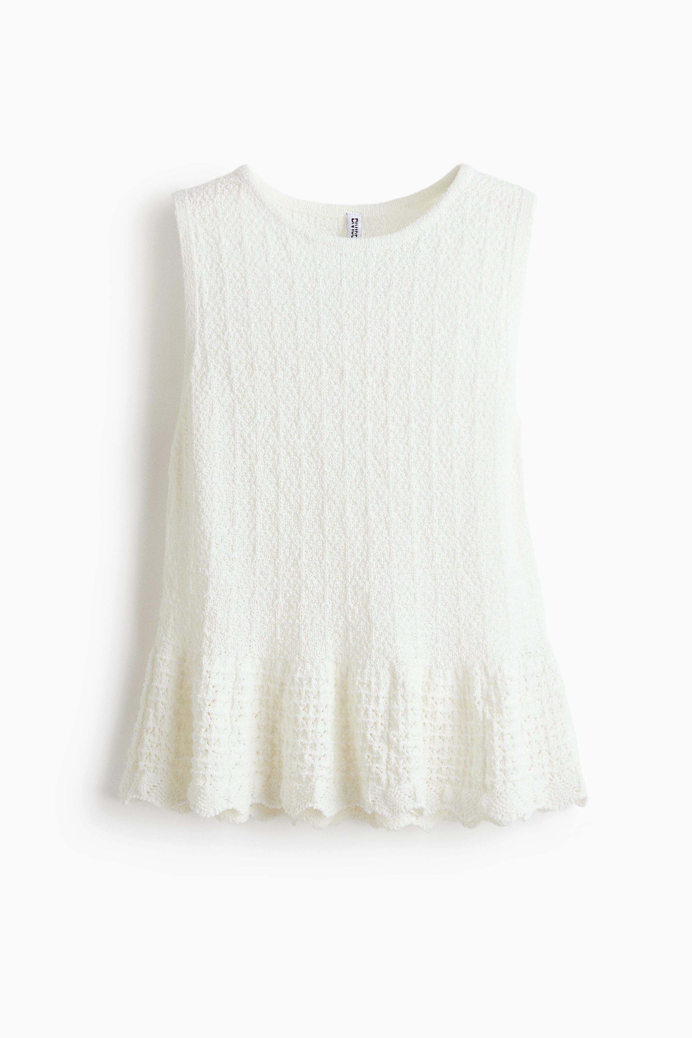 Haut péplum en tricot pointelle - Crème/Bleu vif/Rose clair