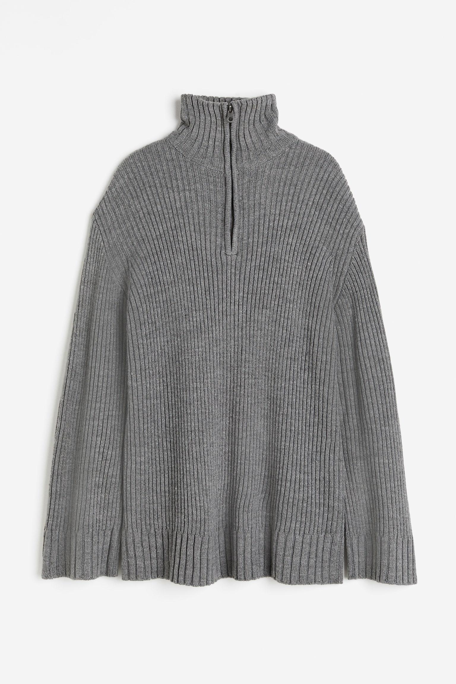 Oversized Half Zip Sweater - Dark grey/Black - 1