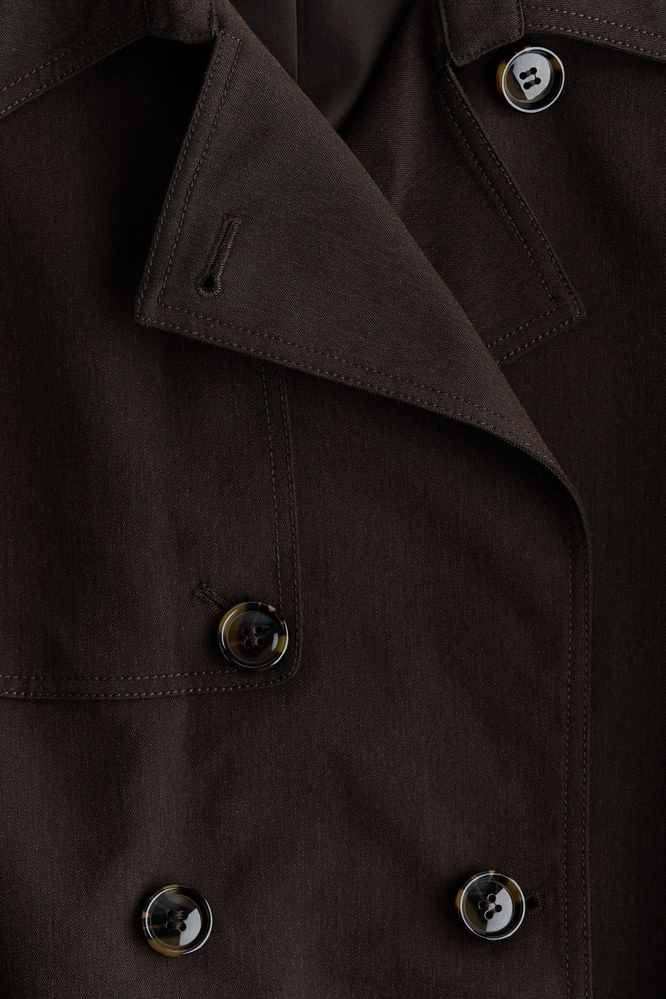 Knee-Length Twill Trench Coat