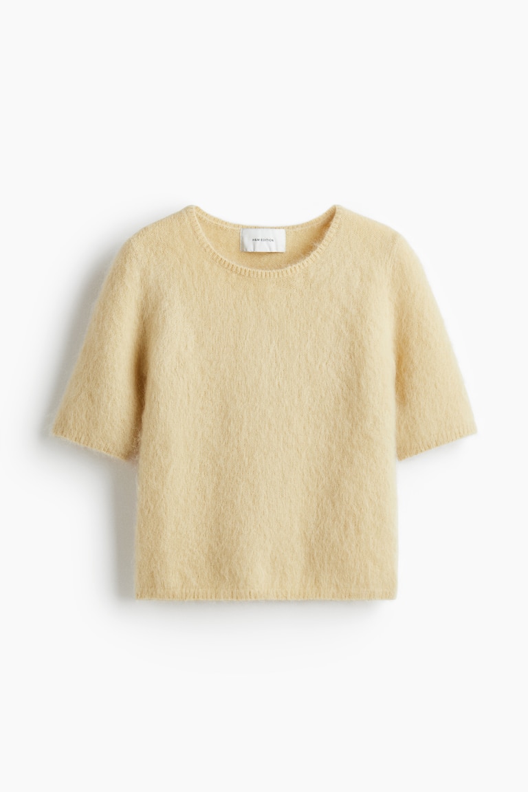 T-shirt en maille de mohair mélangé - Jaune pâle - FEMME | H&M FR