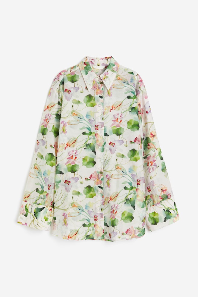 Lyocell-blend shirt - Cream/Floral - 2