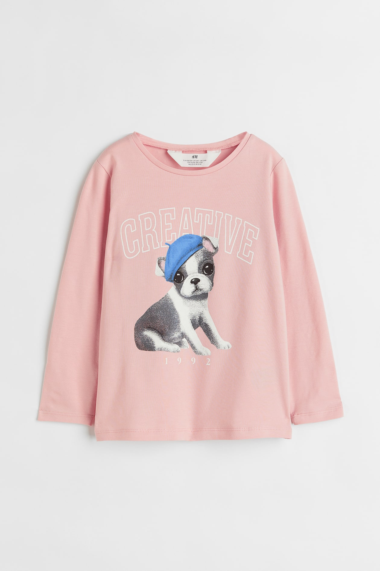 Zoe Shirt - Round Neck - Long sleeve - Light pink/Creative - Kids | H&M US