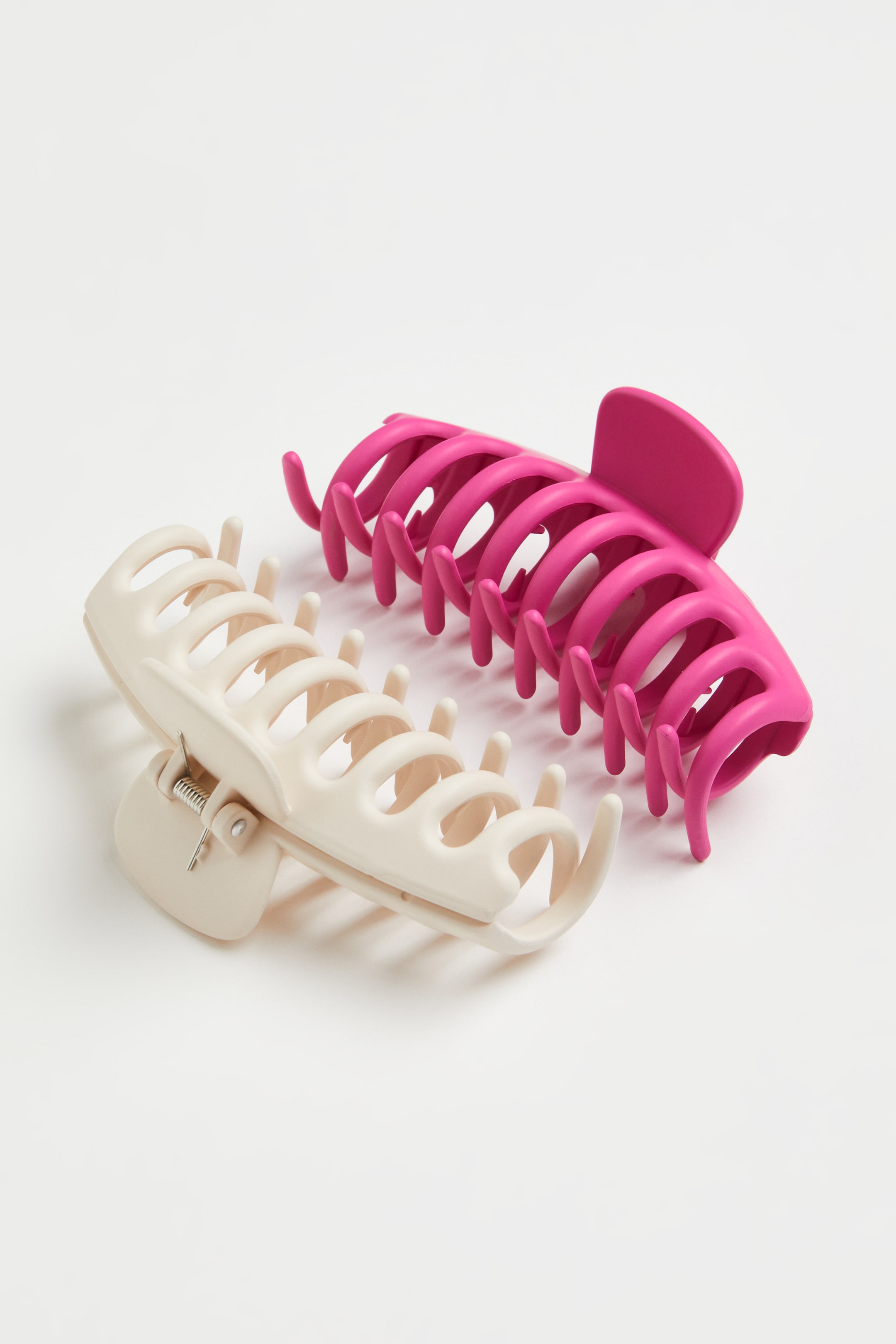Grotere afbeelding bekijken: Set van 2 grote haarklemmen - Roze/roomwit - DAMES | H&M BE 1
