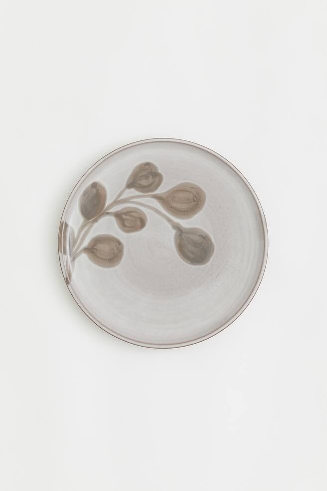 Terracotta plate - Light grey/Leaves - 1