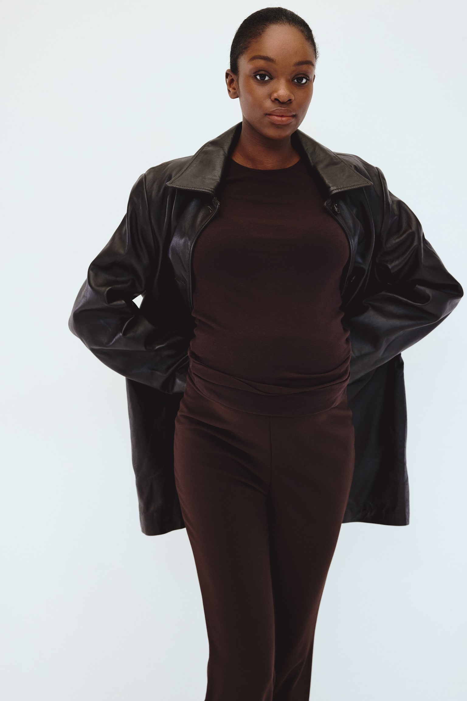 MAMA Flared legging van Punta di Roma-tricot - Donkerbruin/Zwart - 5