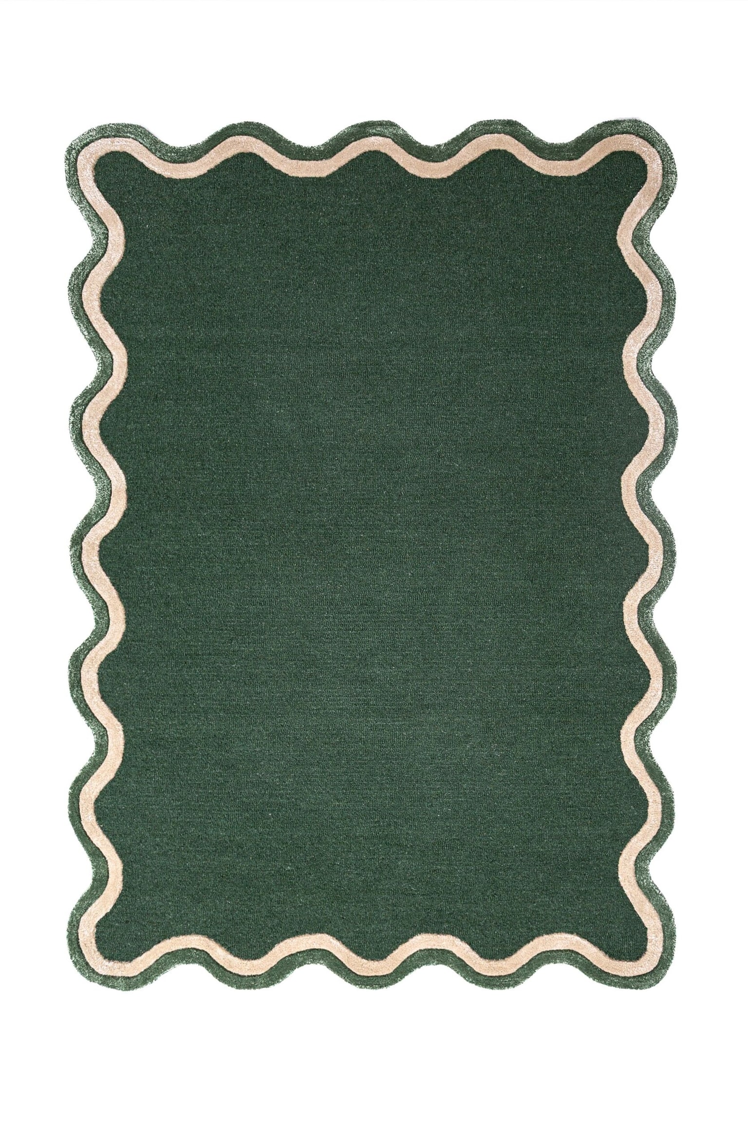 Rivo Tapis En Mélange De Laine À Bord Festonné - Vert - 1