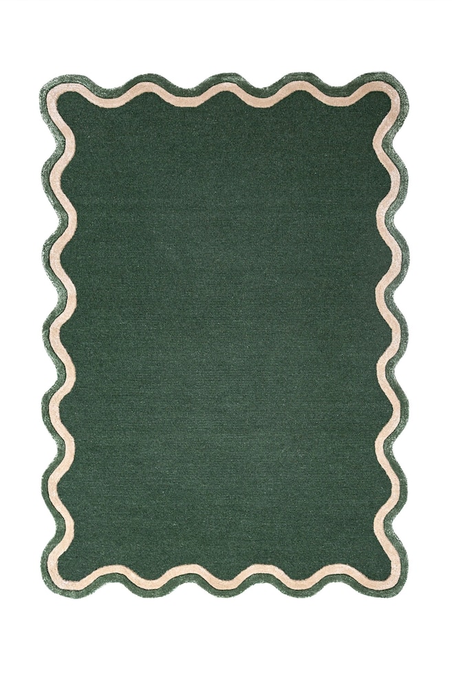 Rivo Wolmix Vloerkleed Met Golvende Rand - Groen - 1