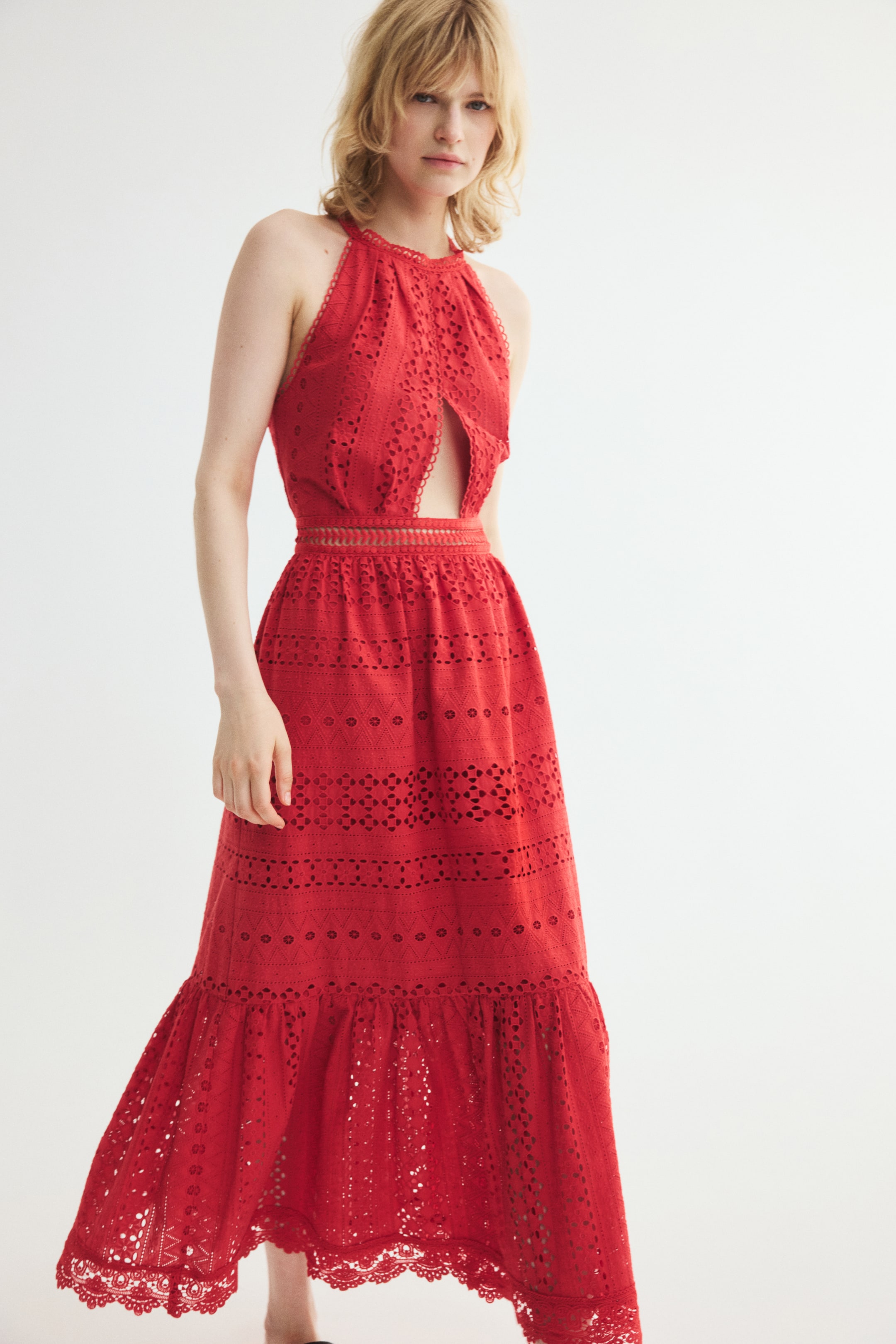 Eyelet-Embroidered Cutout Dress