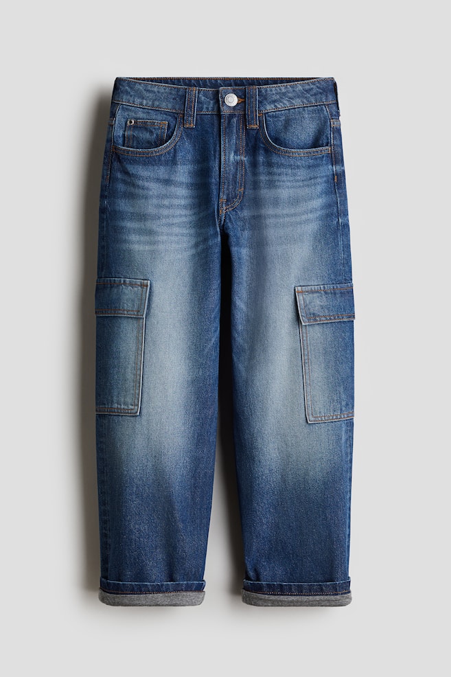 Utilityjeans met tricot voering - Loose Fit - Denimblauw - 1