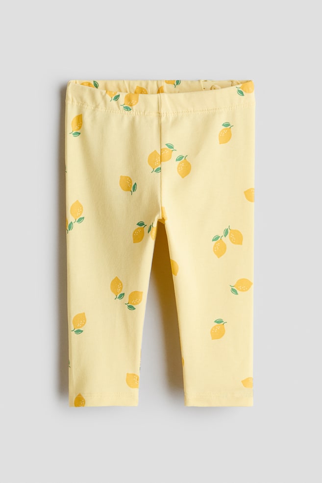 Printed Cotton Leggings - Yellow/lemons/Light dusty blue/floral/Light pink/floral/Pink/strawberries/Navy blue/floral/Light blue/floral - 1