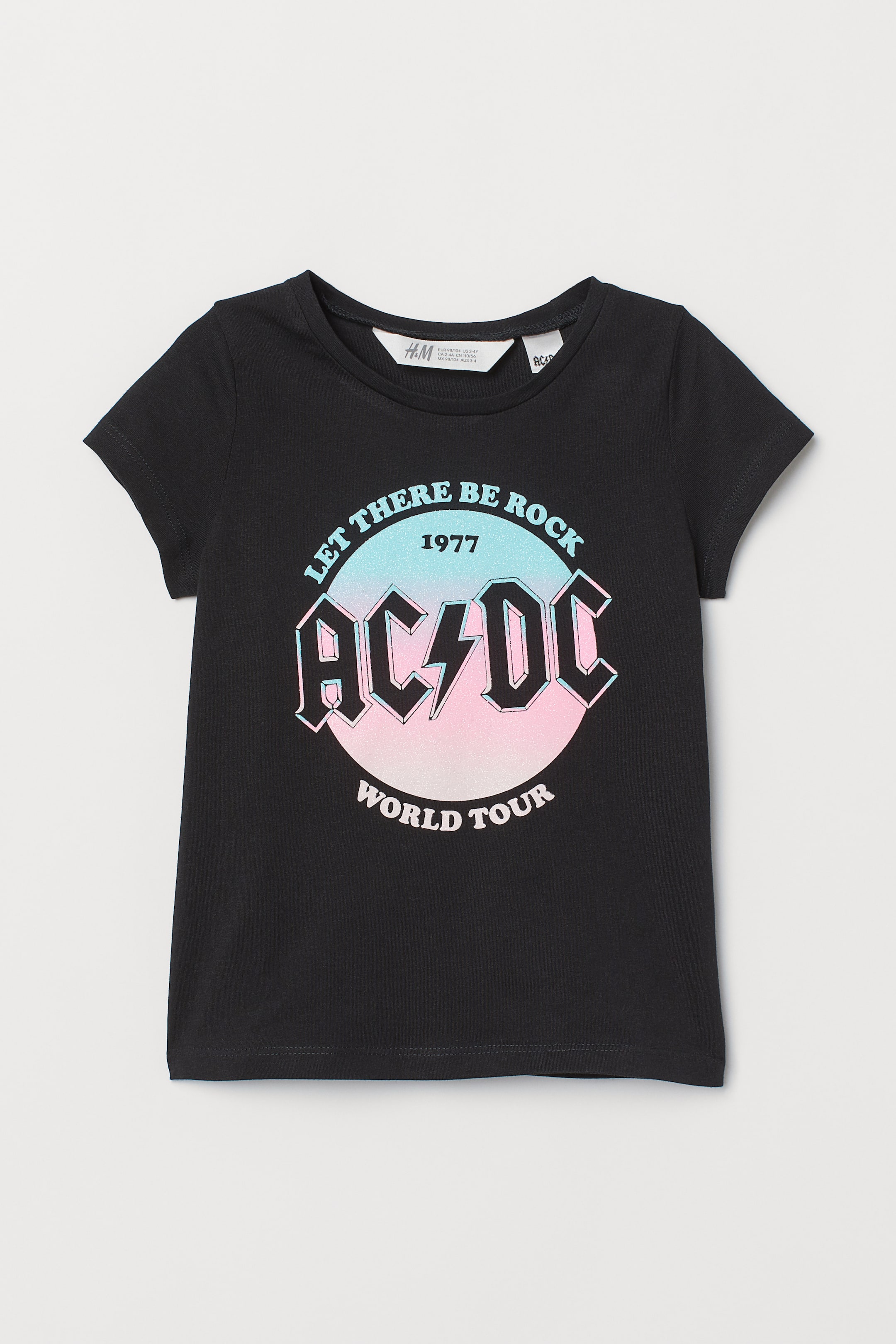 查看大圖: 平紋圖案上衣 - 黑色/AC/DC - Kids | H&M 1