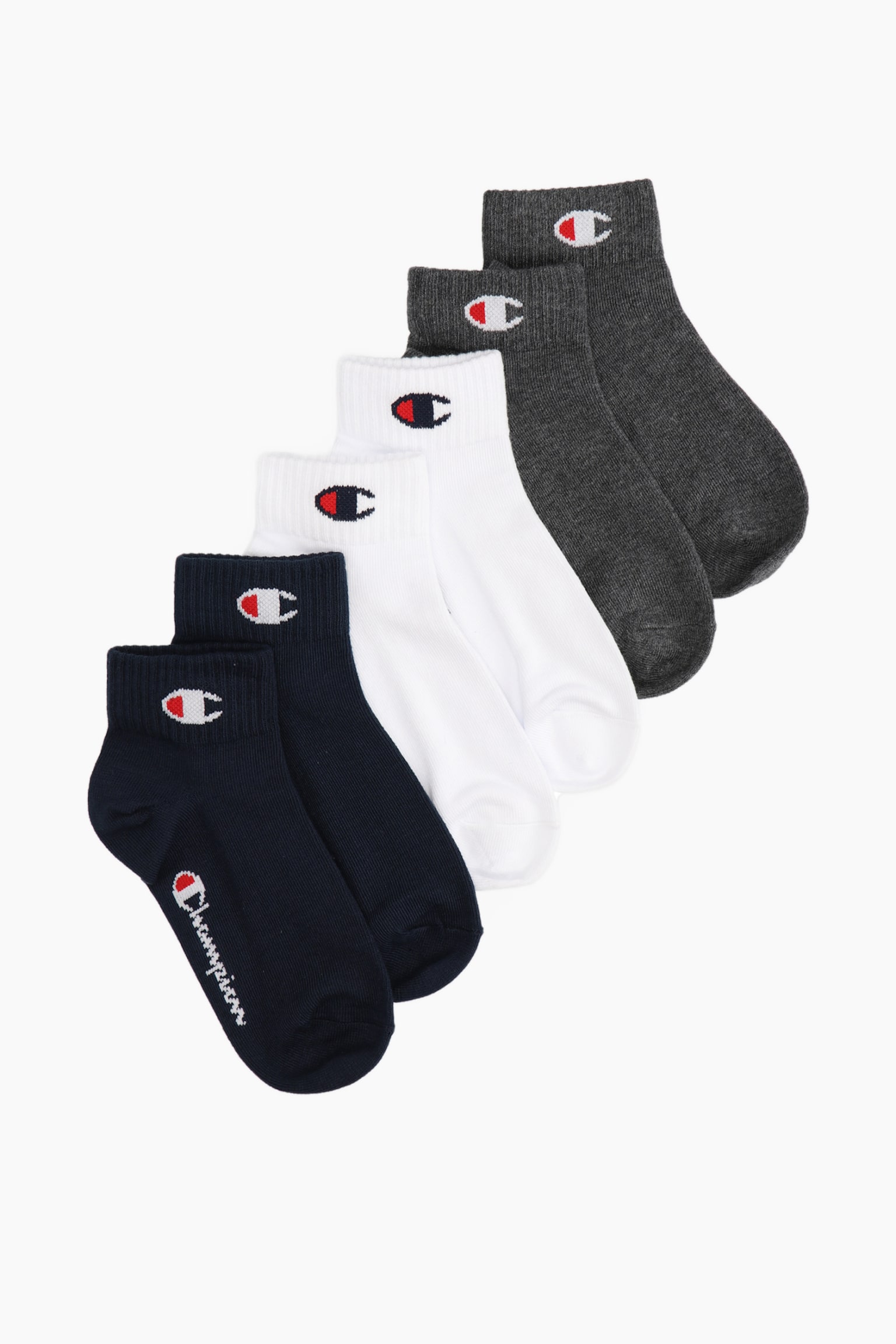 6pk Quarter Socks - Sky Captain/Gray Melange Light - 1