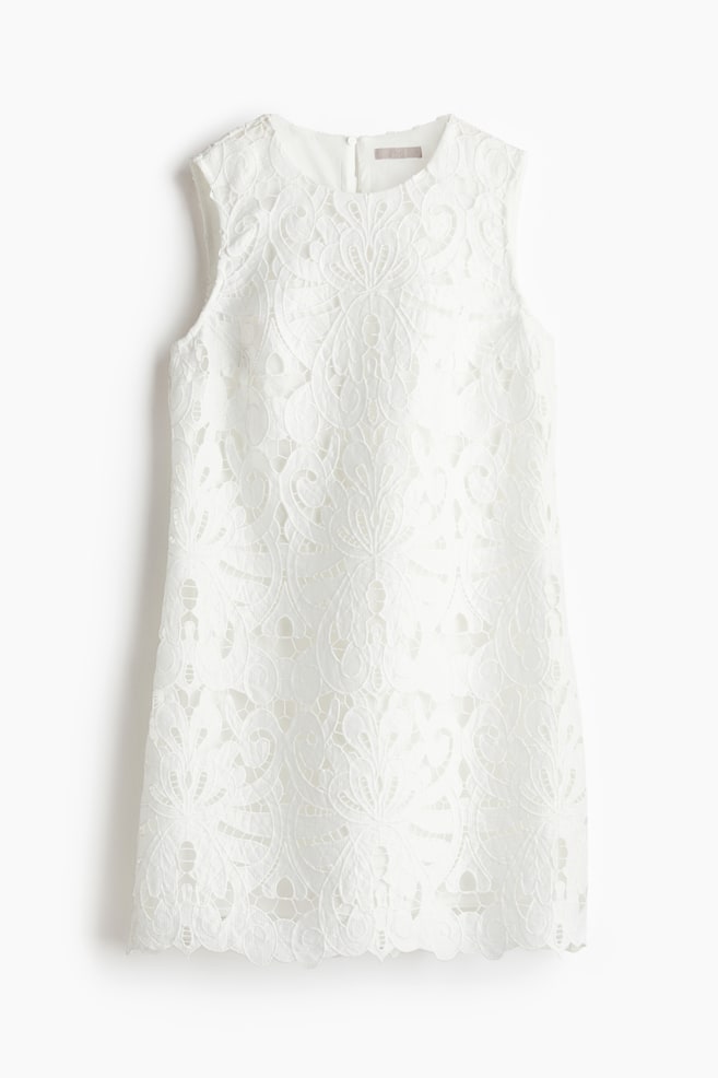 Kleid mit Broderie Anglaise - Weiß - 1