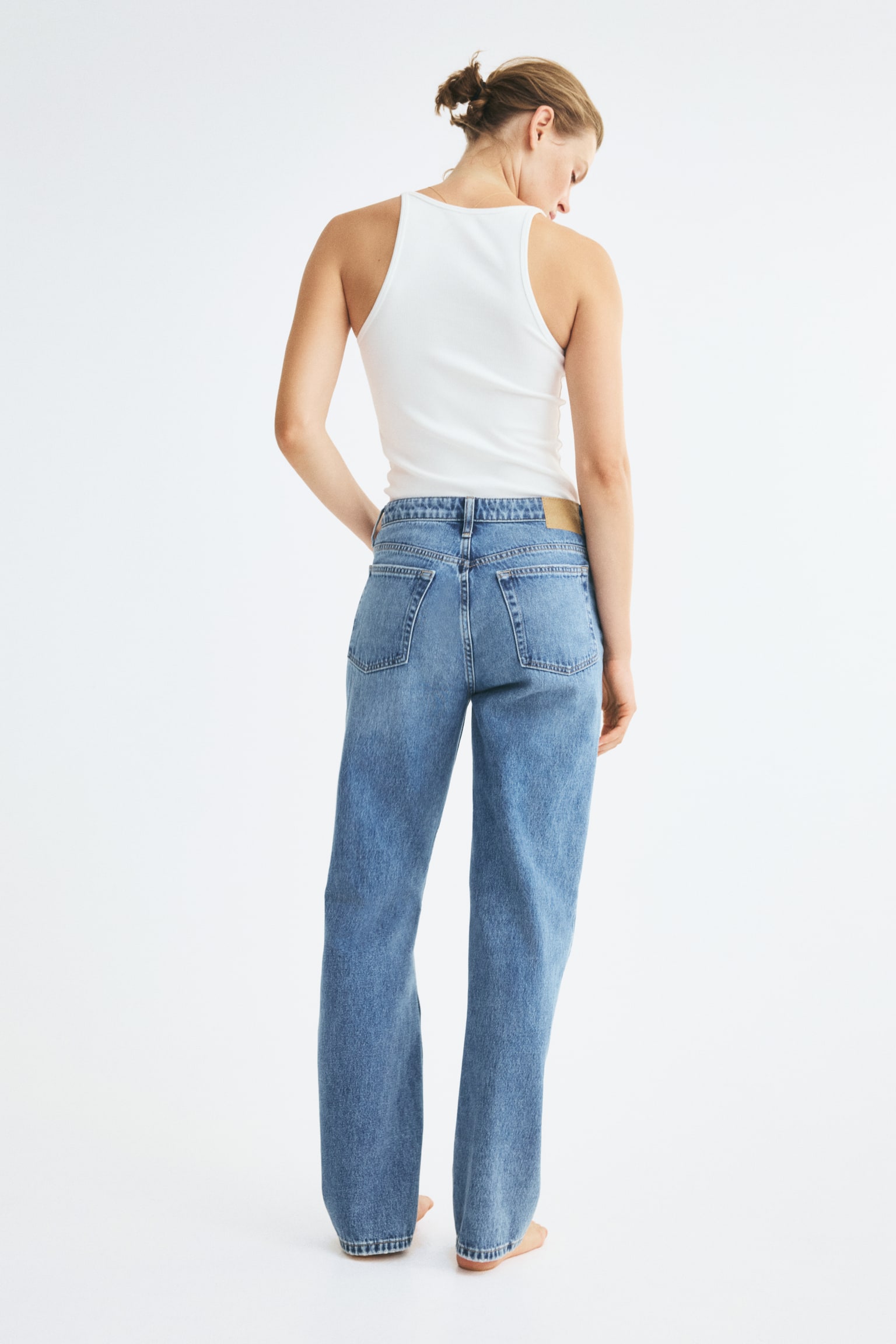 Женские джинсы H&M Straight High-Waist, цвет: Джинсовый синий — фото 6