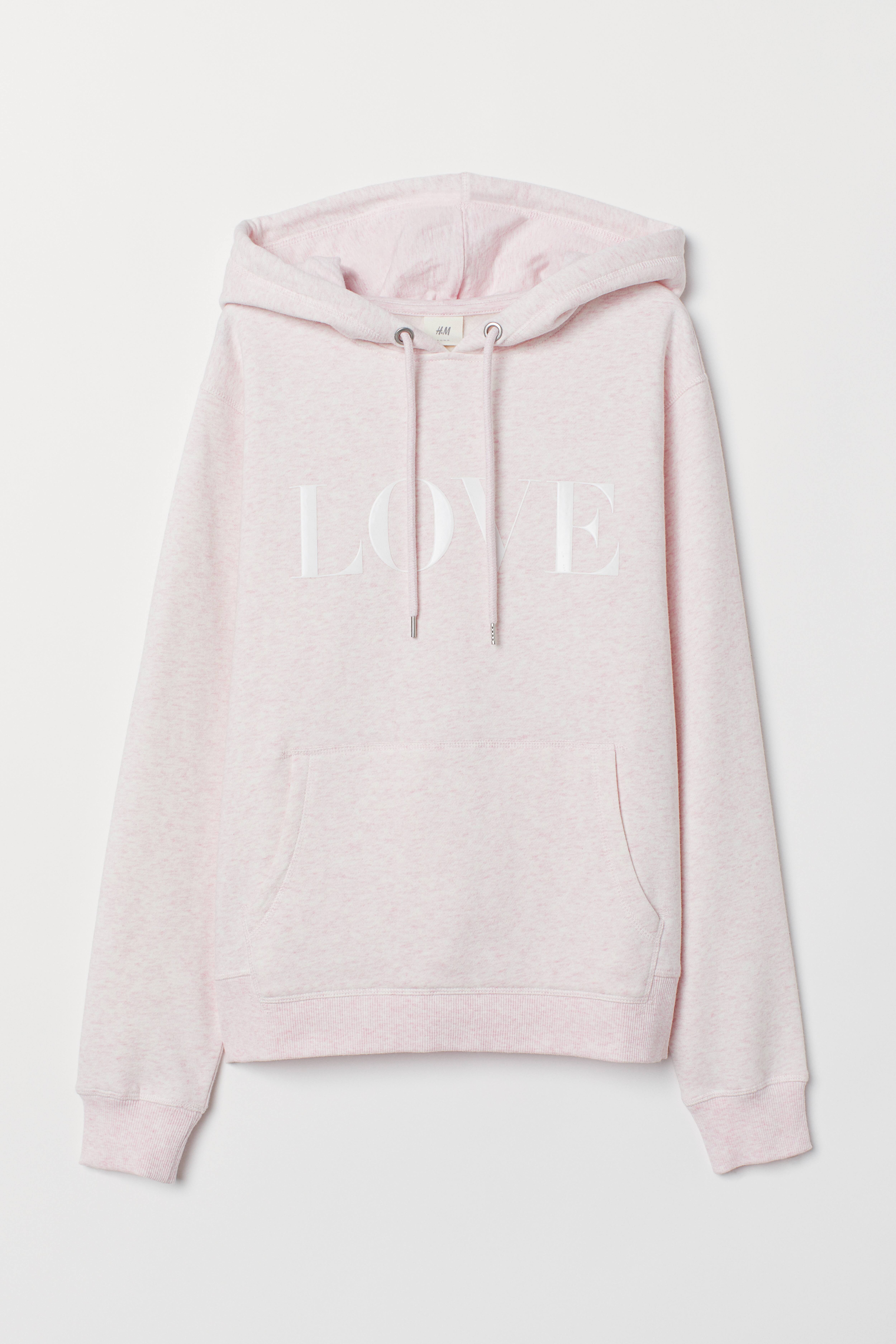 Hoodie Light pink melange Love Ladies H M US