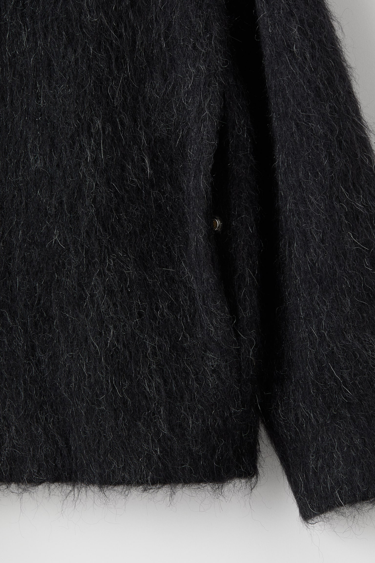 Wool-blend fuzzy zip-through hoodie - Black - 8