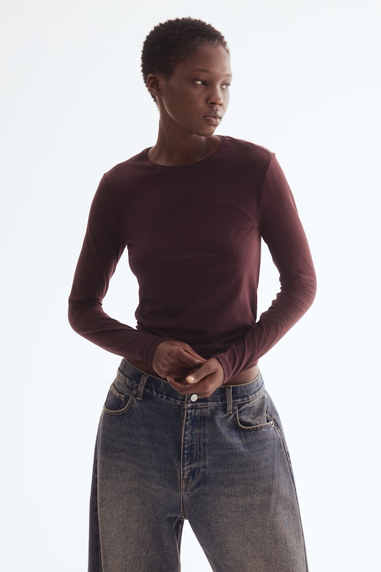 Top H&M Couleur Bordeaux Taille 38 (équivalent S, 36 Eur) - En Viscose Et Polyester - Neuf Sans étiquettes