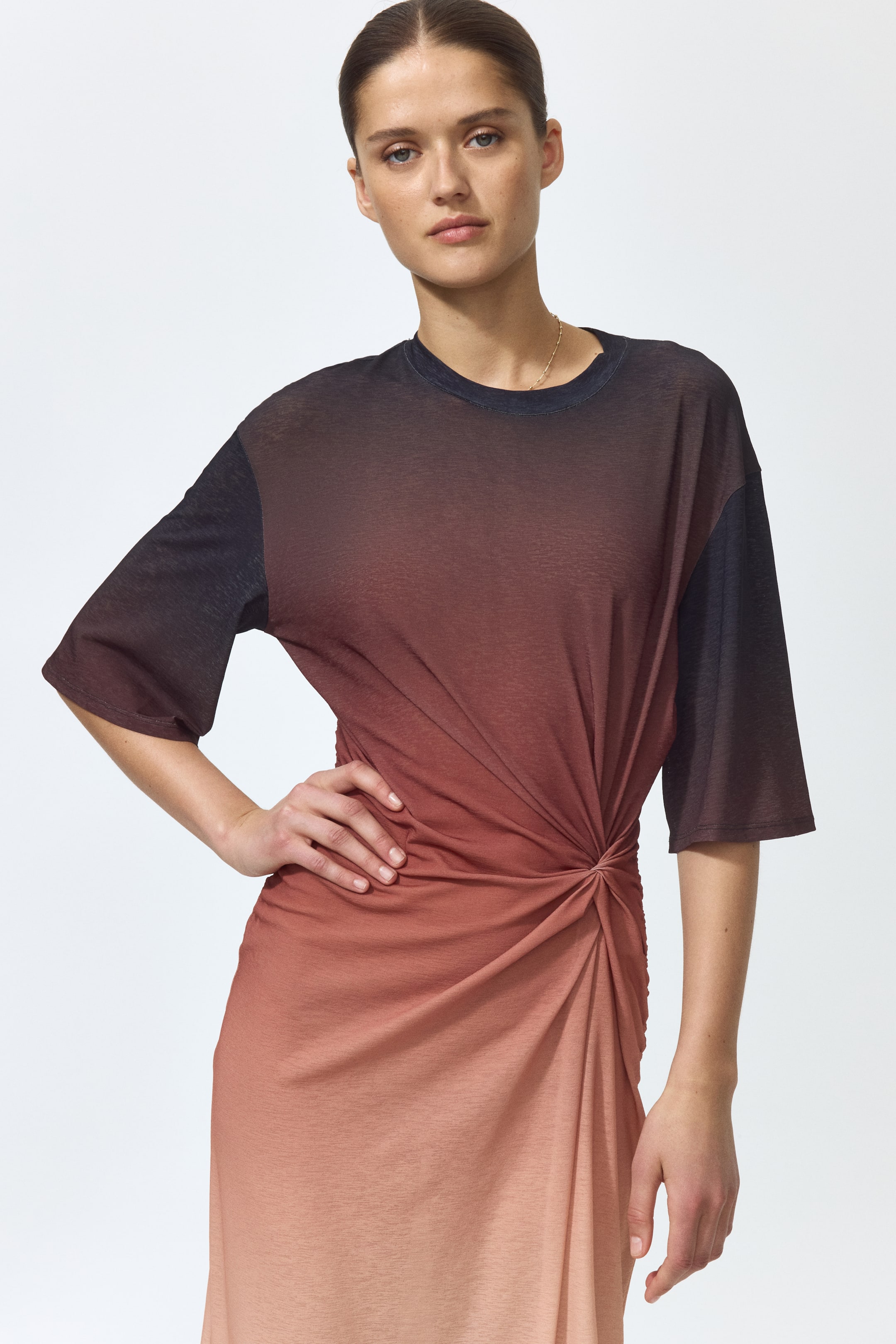 Knot-Detail T-Shirt Dress
