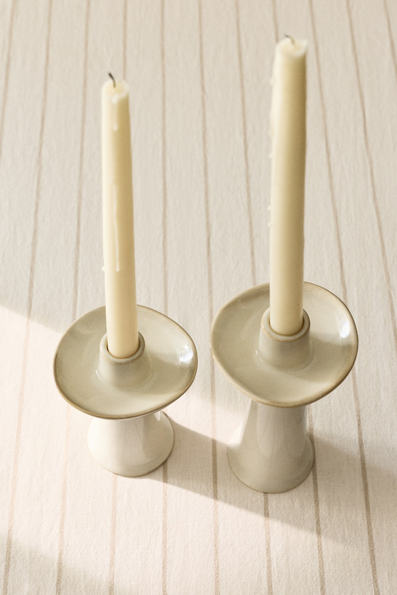 Candelero alto de gres - Crema - 1